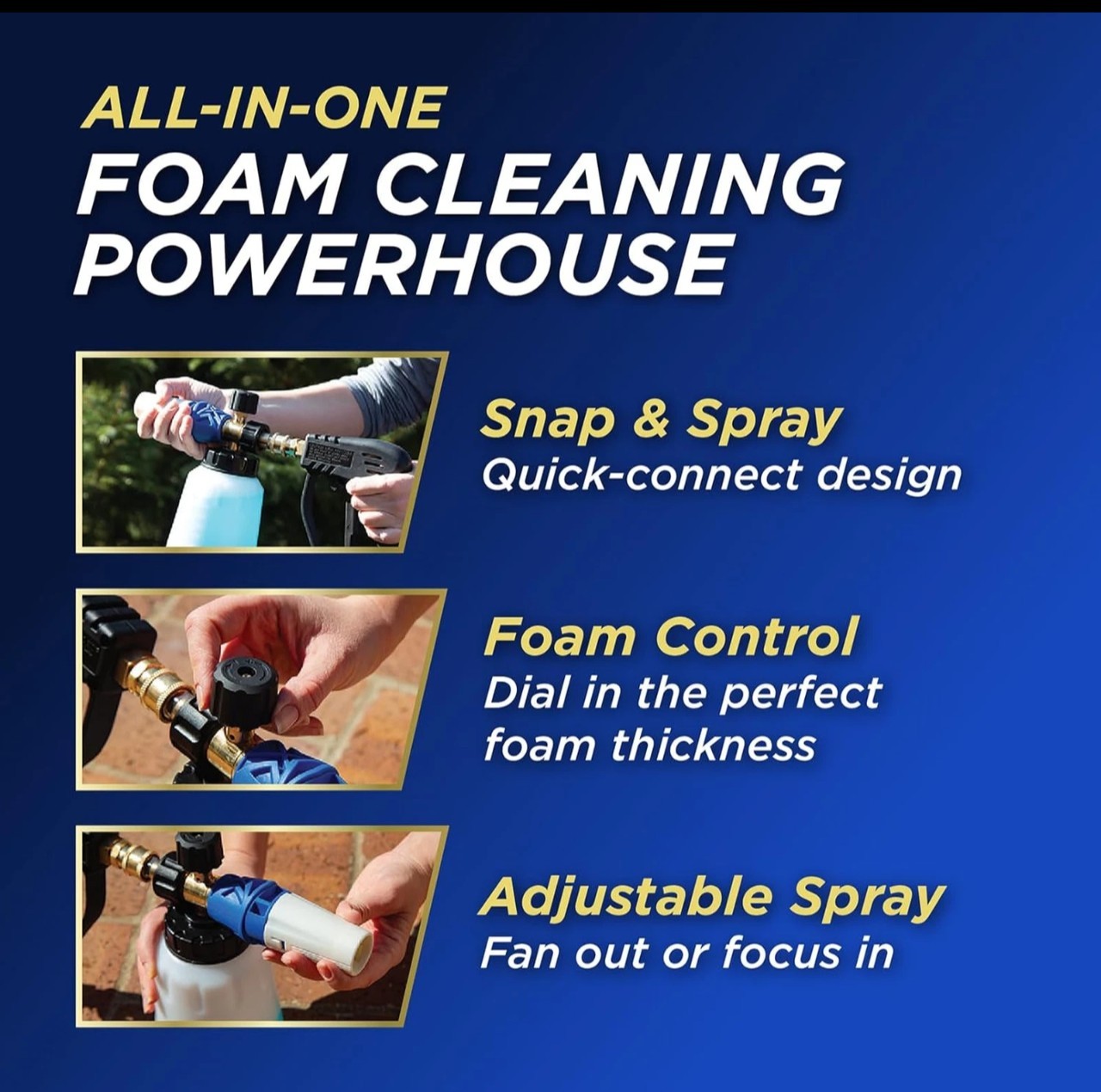 30 SECONDS Foam Cannon Kit Pressure Washer Sprayer + 8oz Soap Outdoor Cleaner