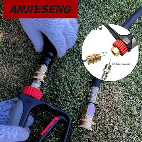 ANJIESENG SHORT PRESSURE WASHER GUN WITH 360 SWIVEL 5000 PSI / 10.5 GPM – BLACK