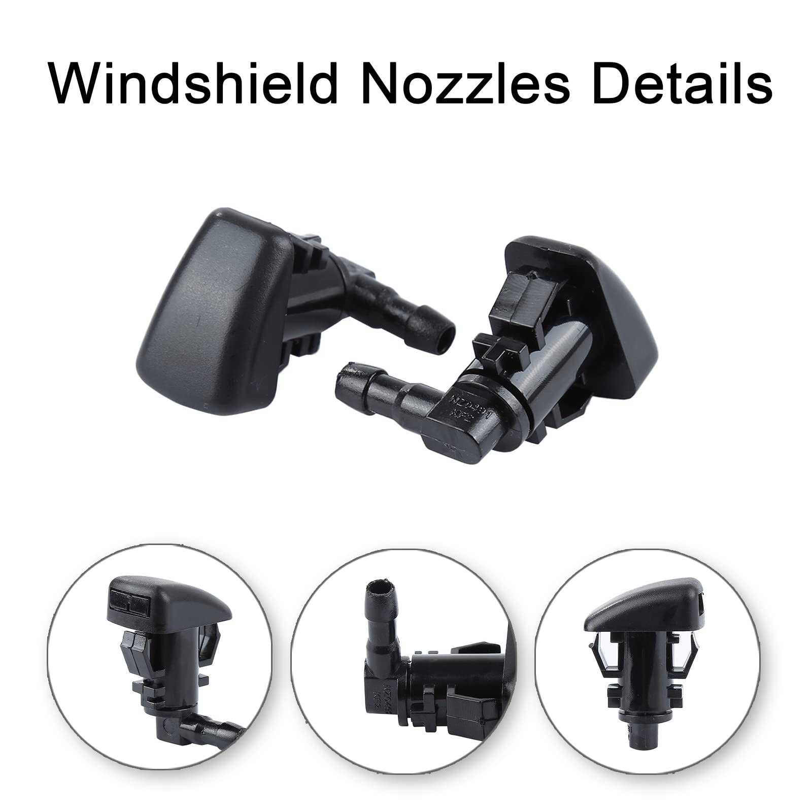 Front Windshield Washer Nozzles 8E5Z17603A without Hose Kit, Black