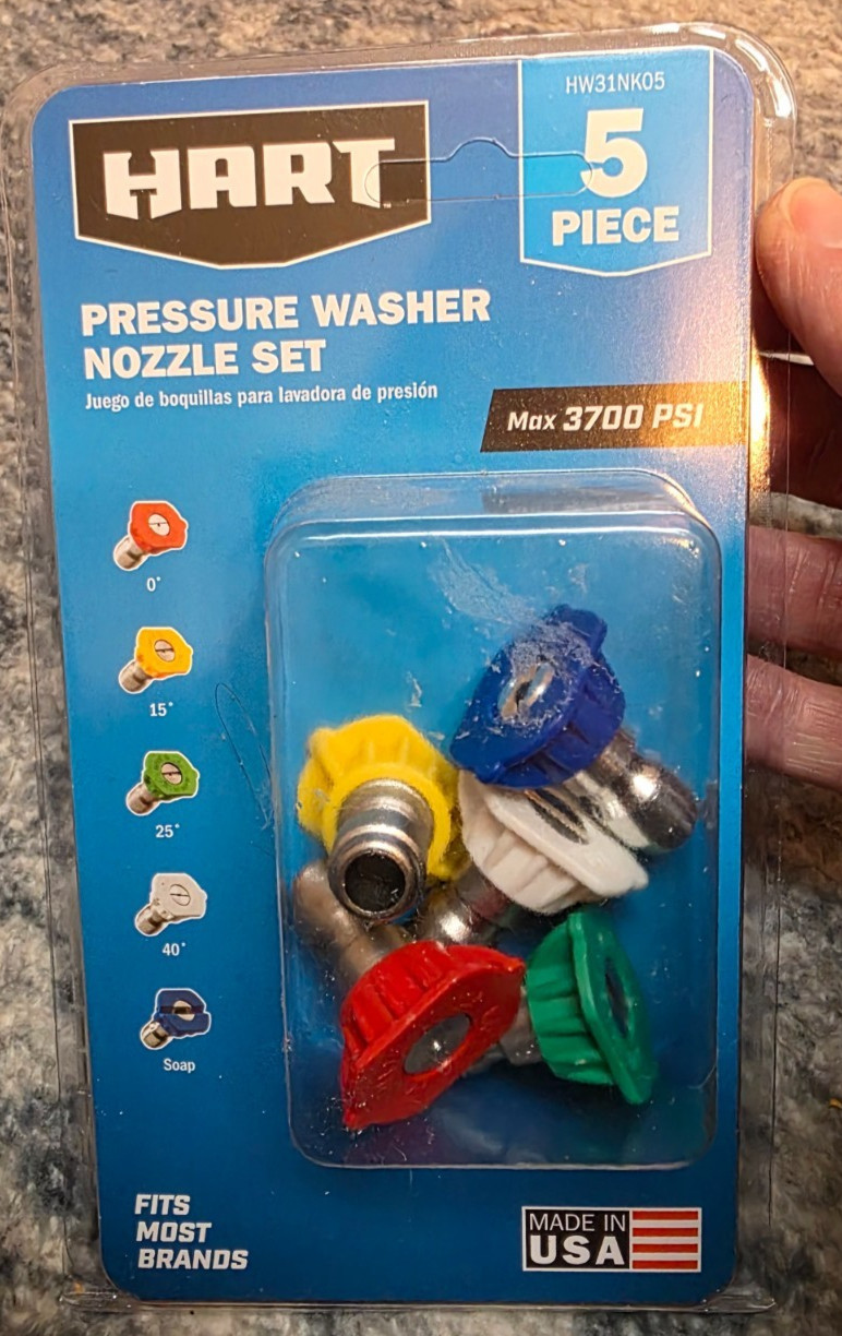 5pcs Pressure Washer Spray Tips Nozzles Hart NEW! Max 3700 PSI