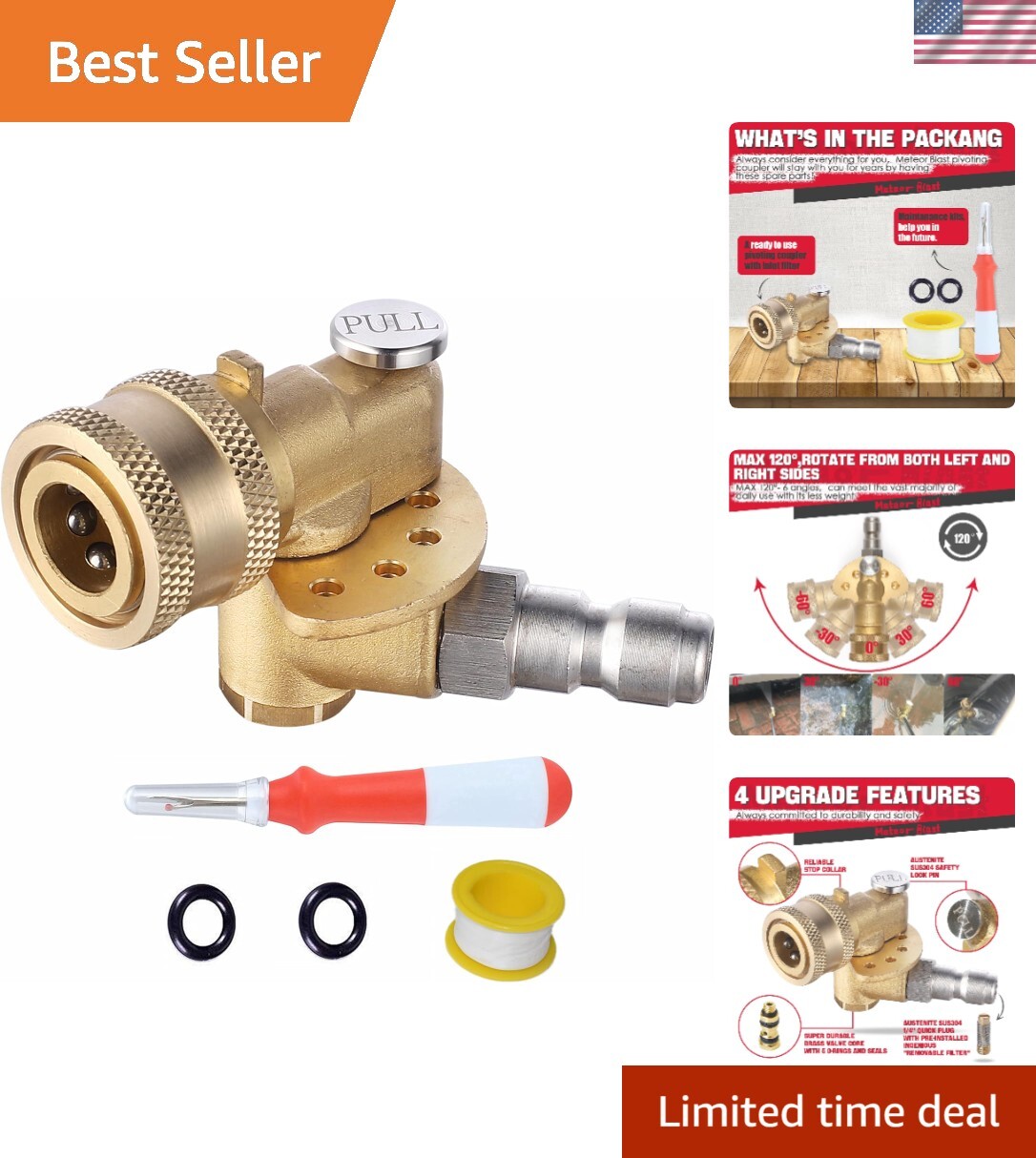 Versatile 120° Pivoting Coupler – Precision Cleaning for Hard-to- Areas