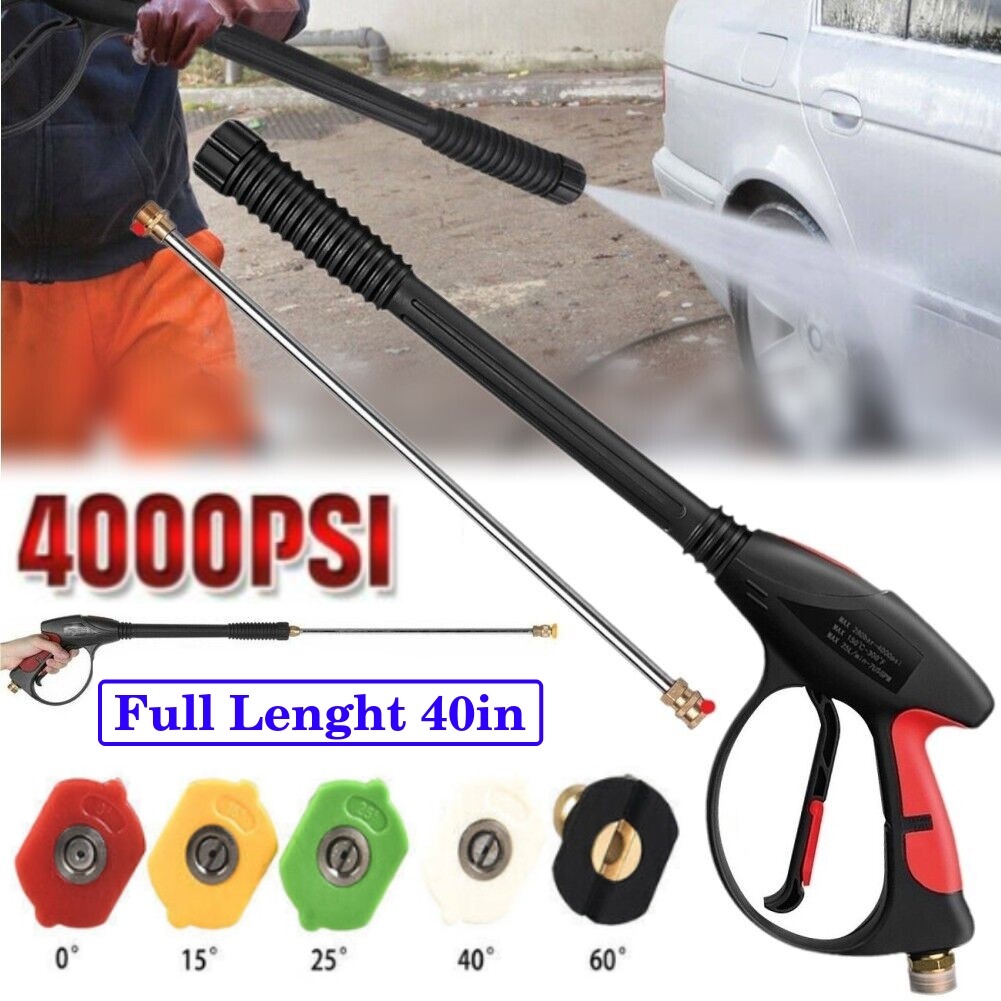 4000 PSI 40″ Pressure Washer Gun Replacement Wand Extension 5 Nozzle Tips M22-14