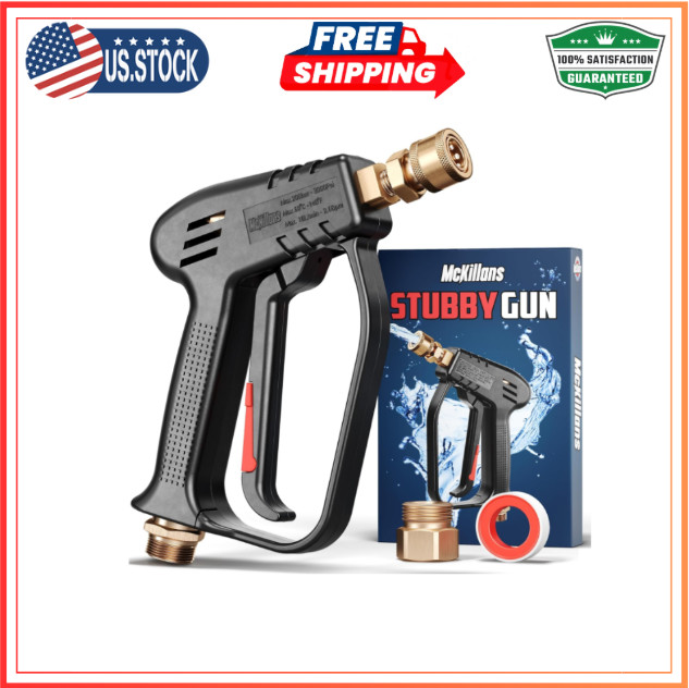 McKillans Short Pressure Washer Gun with Replacement M22 Inlet with 1/4” Quick