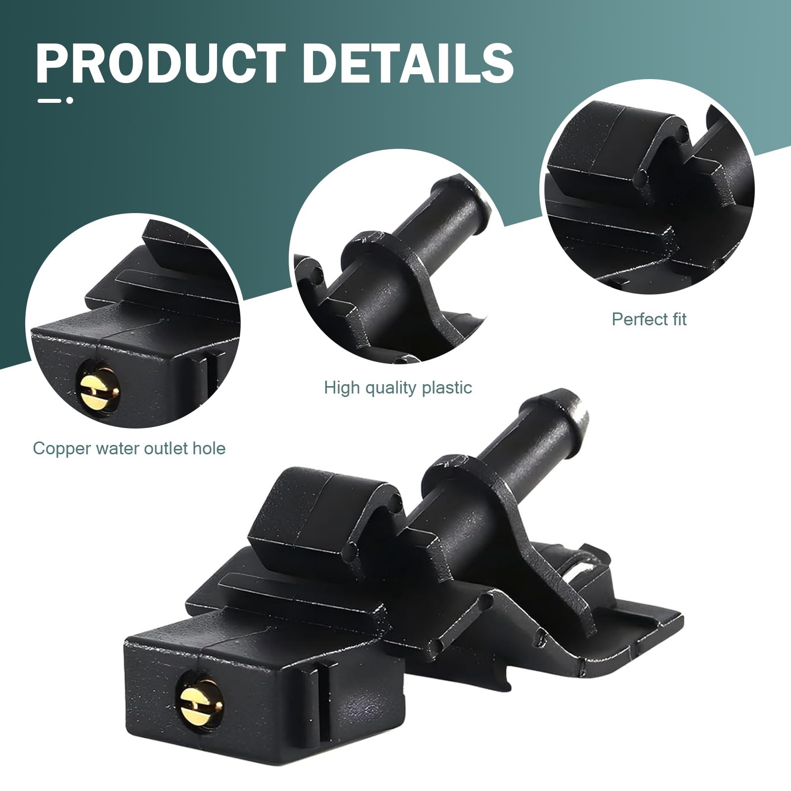 Ferianl 2PCS Front Windshield Washer Nozzles, Car black