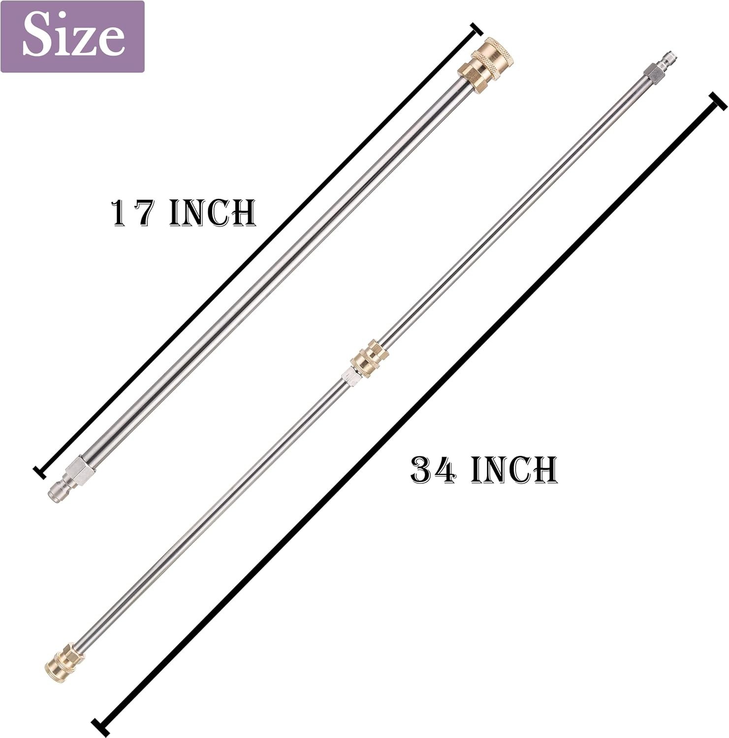 2 Pack 17in Pressure Washer Extension Wand 1/4 Inch Quick Connect Lance