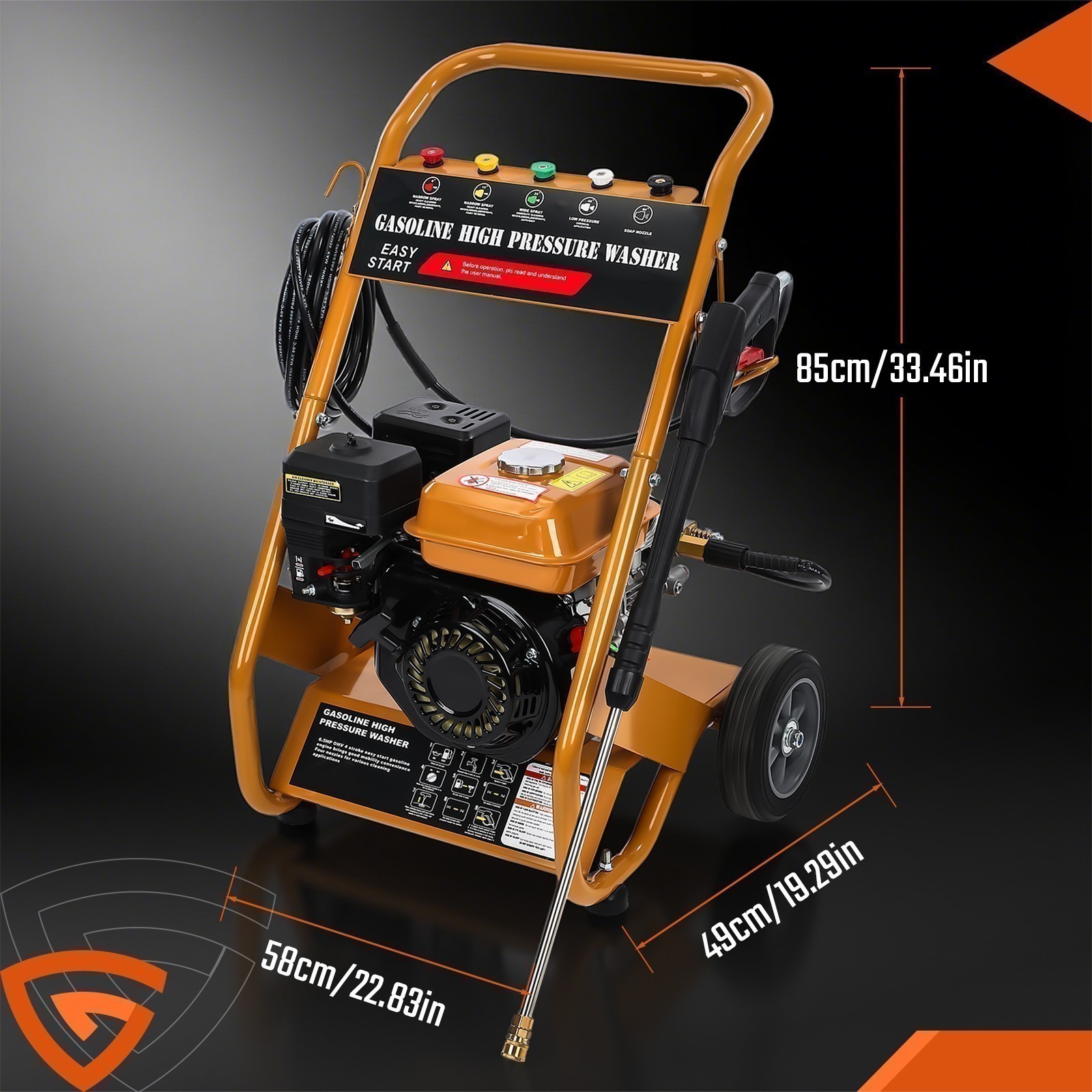 Gas Pressure Washer Gas Powered Washer 3950 PSI 2.6 GPM 212cc 5 Nozzle 26ft Hose