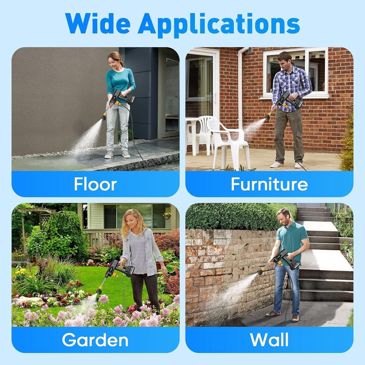 Portable 600PSI Cordless Pressure Washer – 6-in-1 Nozzle for Versatile Cleaning