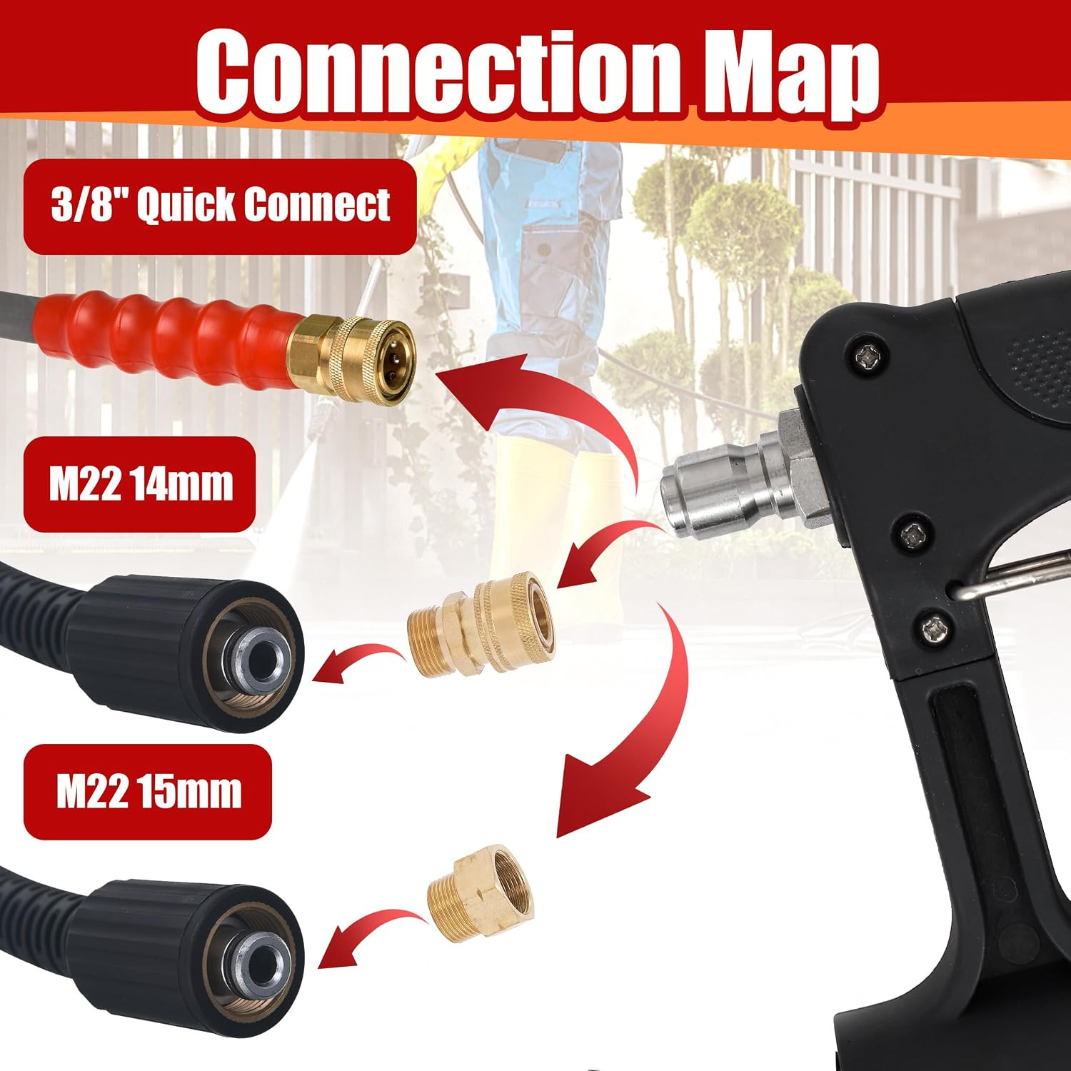 24 FT Telescoping Pressure Washer Wand, Pressure Washer Extension Wand, Telescop