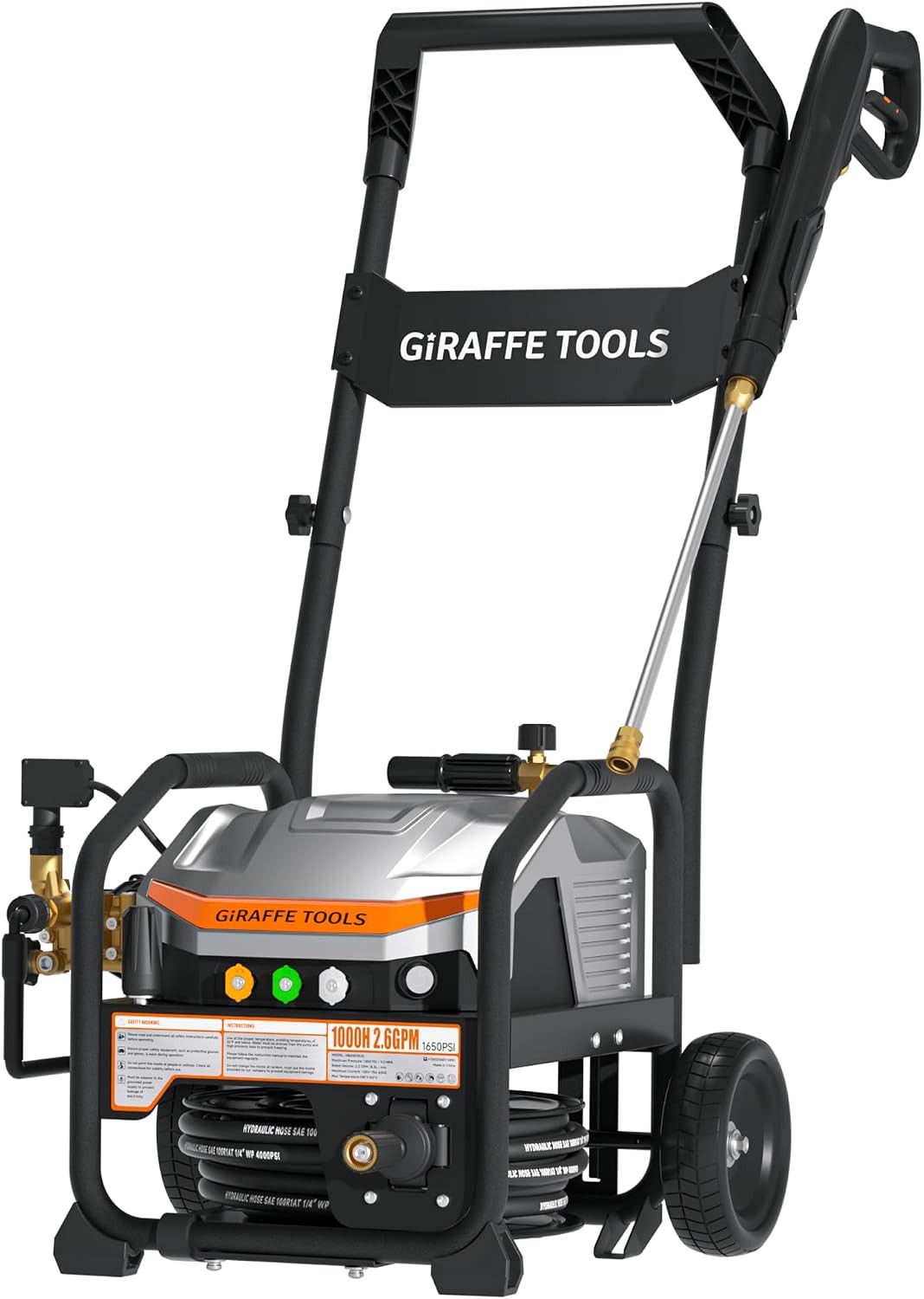 Crossfalls Retractable Pressure Washer Ultra, Max 2.6GPM 1650PSI with 1800W Brus