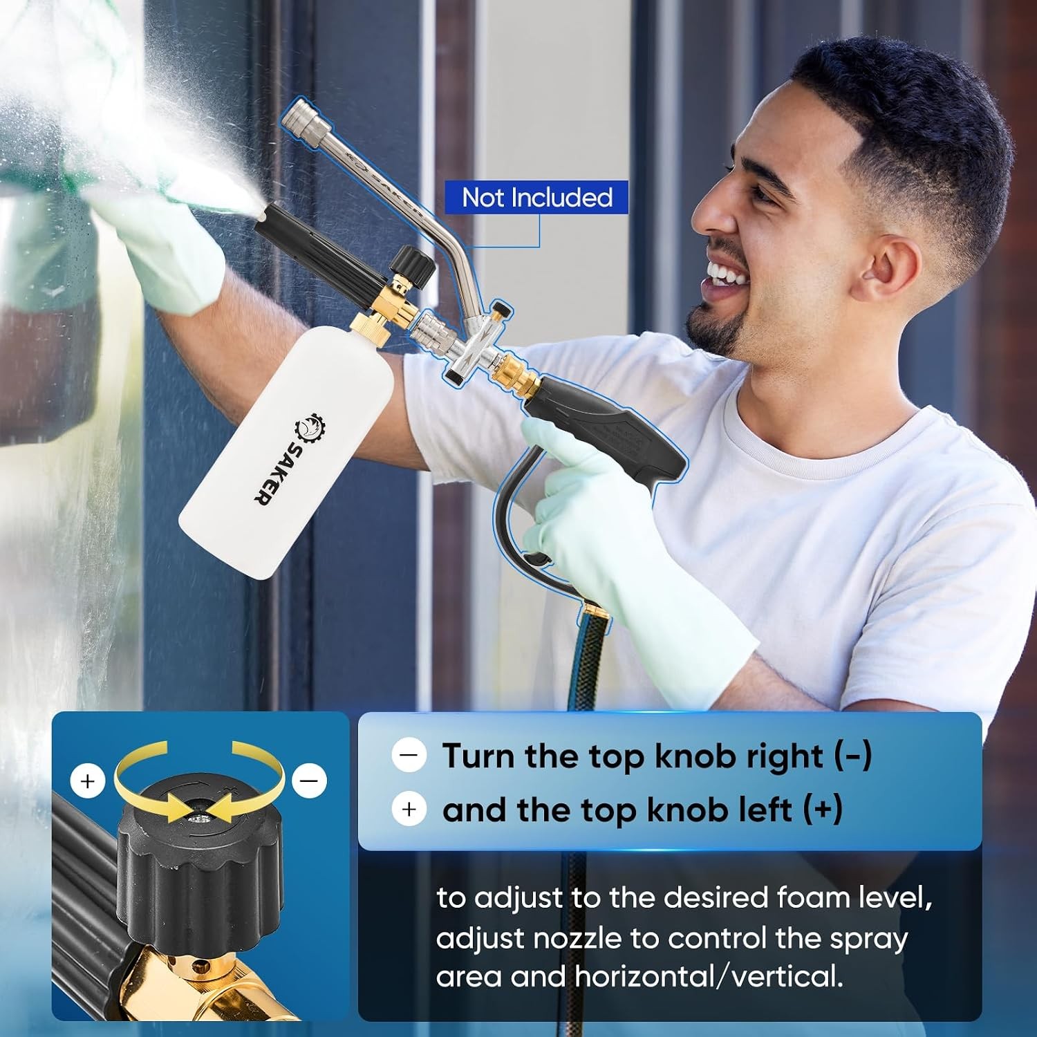 Power Washer Foam Cannon 1/4 Inch Quick Connect 5 Press Foam Lance Accessory