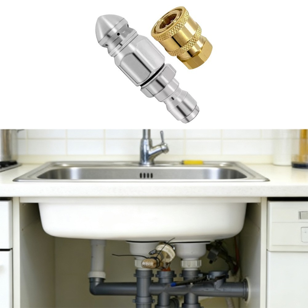 Stainless Steel Sewer Jetting Nozzle 5000 PSI 38 Inch Drain for Cleaning Kit 2