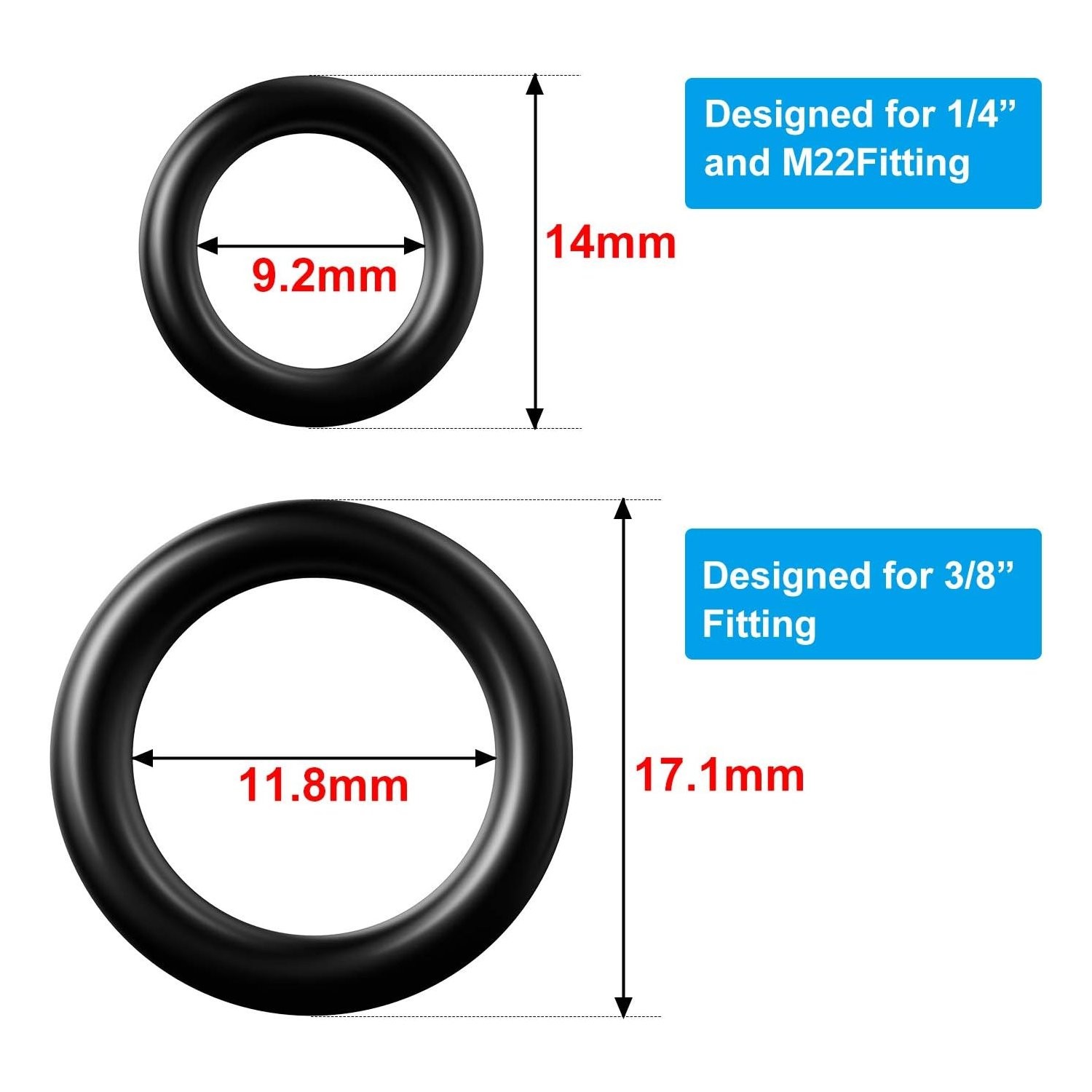 50 Pcs Black Rubber O-Rings for Pressure Washer Quick Connect Adapter Seals