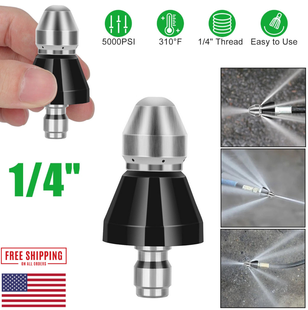 3Pcs 1/4 High-Pressure Drain Nozzle Sewer Pipe Cleaner Pressure Washer Tools USA
