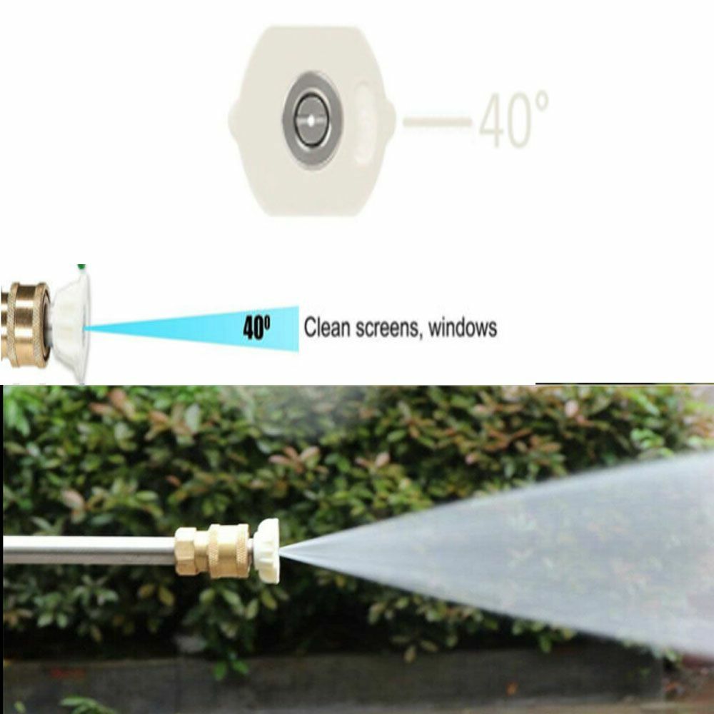 5x Power Pressure Washer Spray Nozzle Tips 1/4 Quick Connection 40 Degree White