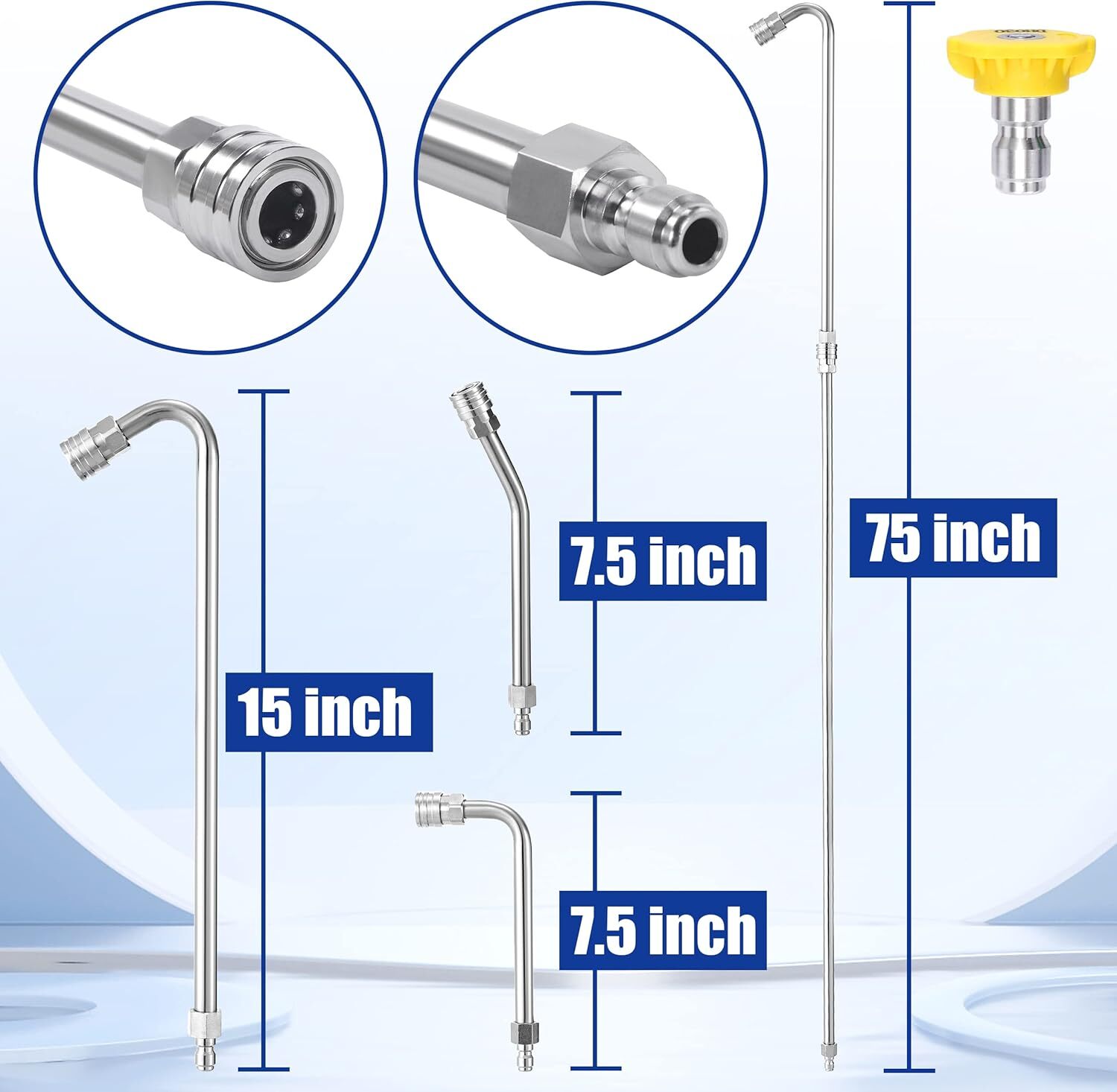 60 Inch Pressure Washer Wand Extension With Curved Poles And Nozzles 4000 Psi