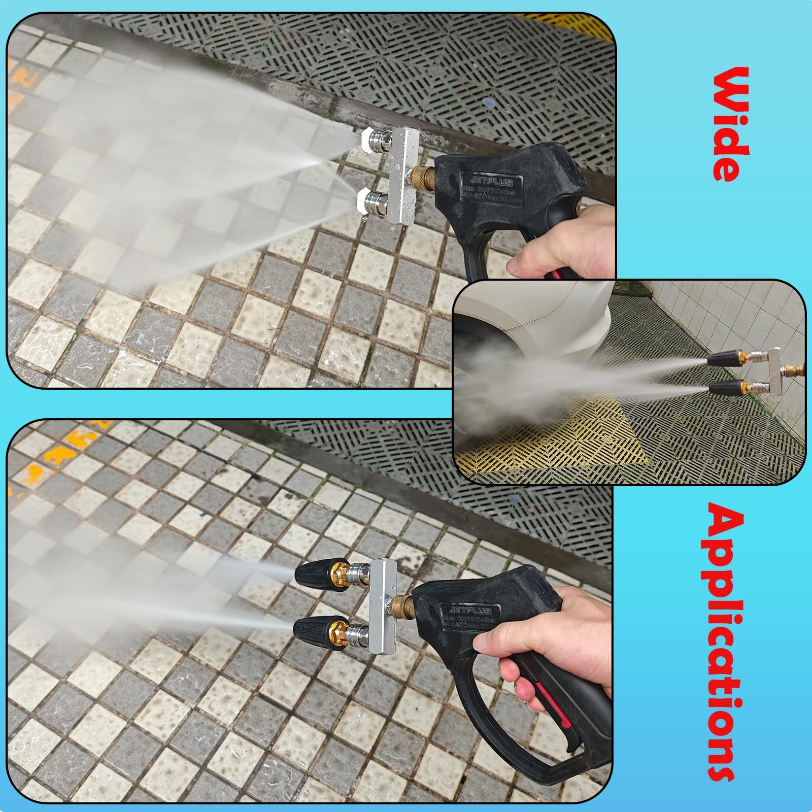 Dual Turbo Nozzle Pressure Washer Tips 2 In 1 With 2 PCS 360 Rotating Tool