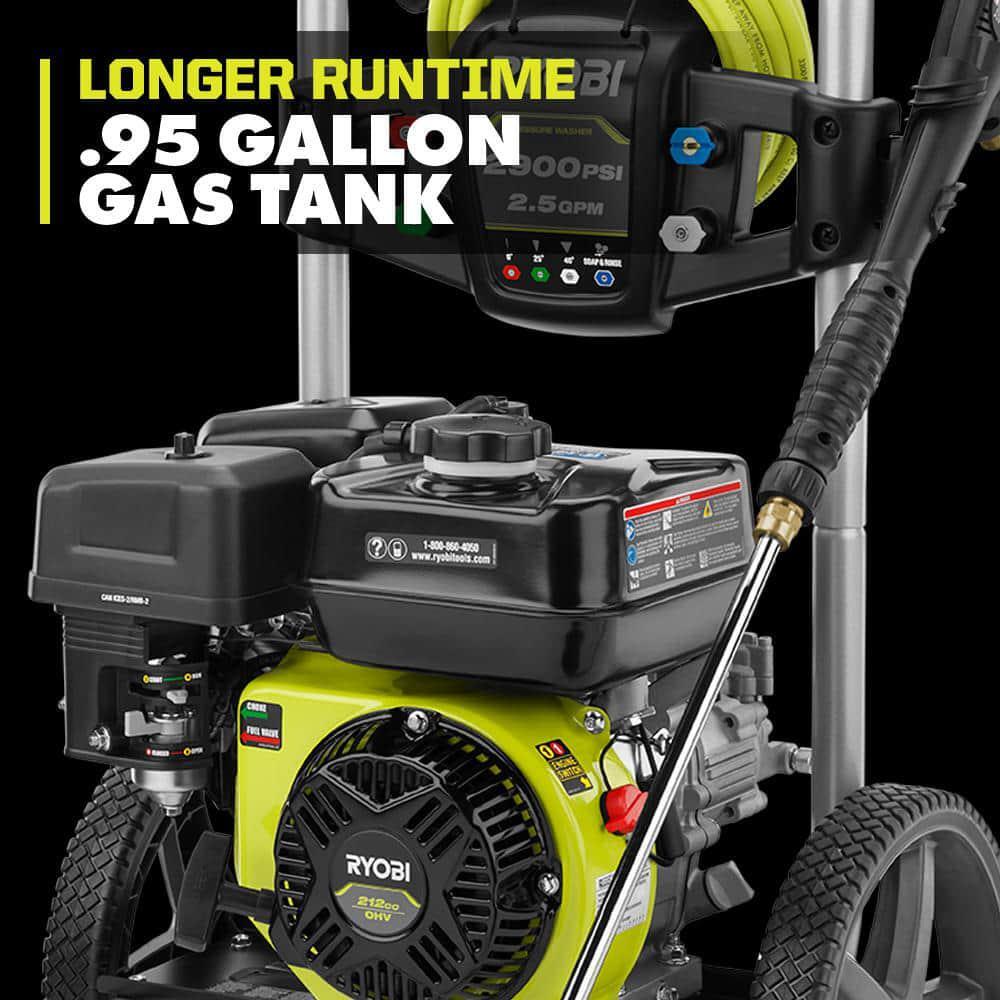 Gas Pressure Washer 2900 PSI 2.5 GPM Cold Water 212cc Engine 4 Connect Nozzles