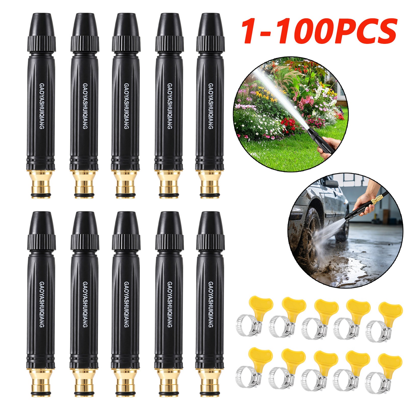1-100PCS High Pressure Car Wash Water Gun Spray Nozzle Portable Washer for Auto