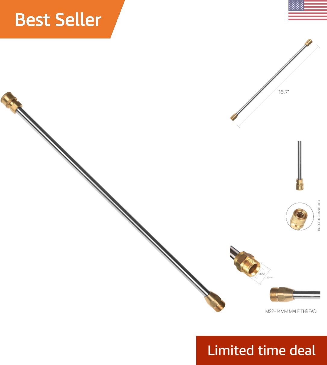 Reliable 16″ Stainless Steel Wand with 3-Year Warranty – Easy Attachment