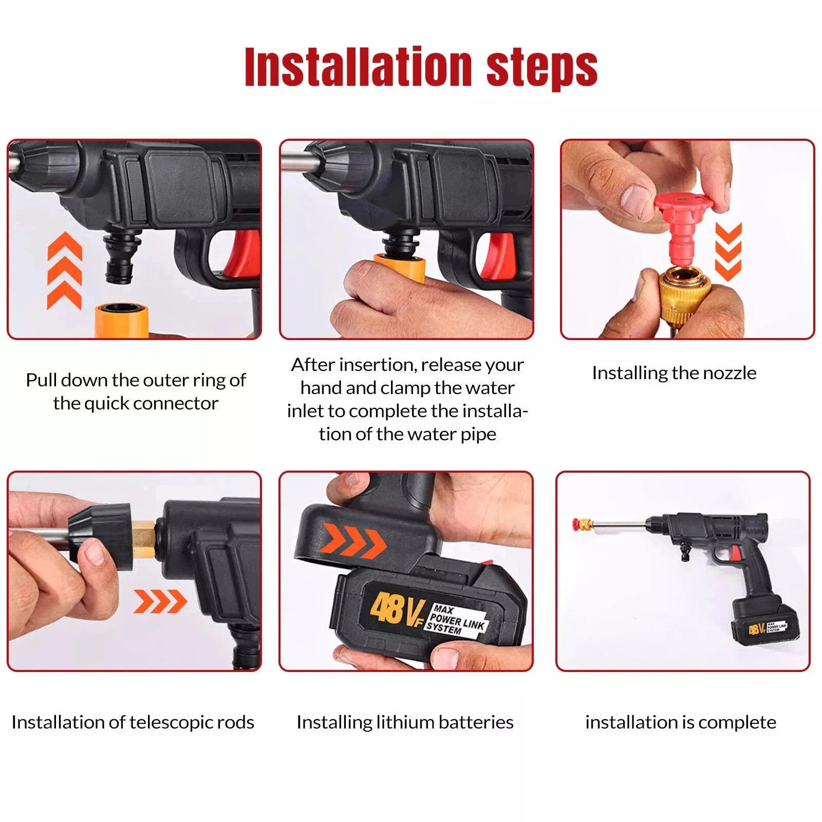 Cordless Electric High Pressure Water Spray Gun Portable Car Washer Cleaner Tool