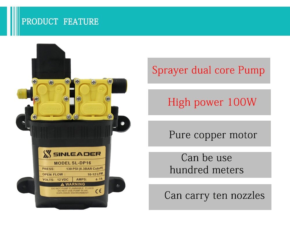 12v 9l/min Agricultural Electric Water Pump Dual power pump Micro High Pressure