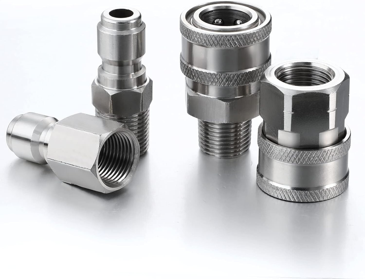 4 Sets NPT 3/8 Inch Stainless Steel Pressure Washer Adapters Set