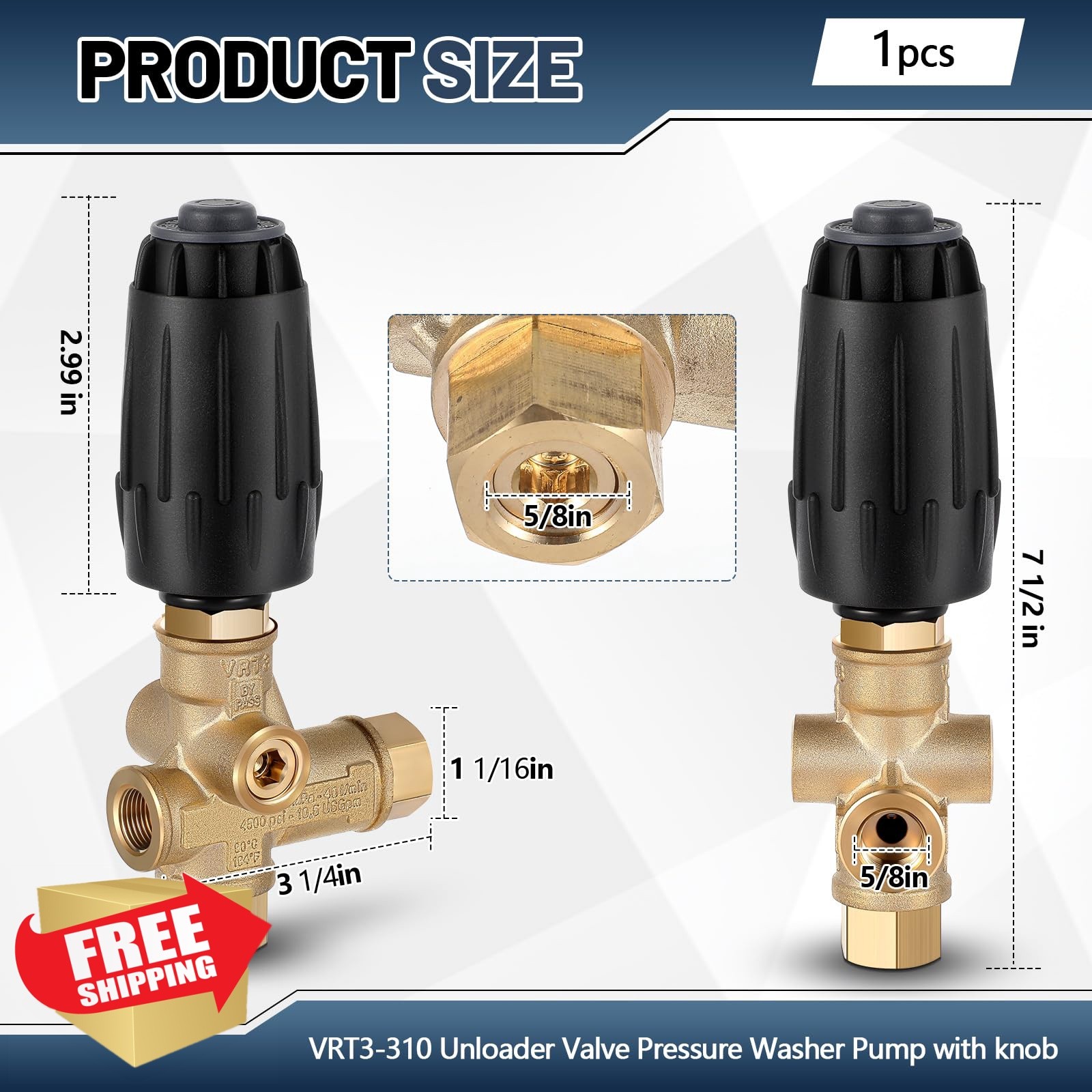 Threlaco 1 Pack Vrt3-310 Pressure Washer Unloader Valve