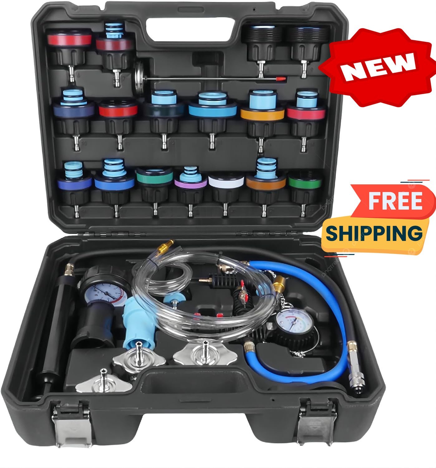 Kit universal de 28 comprobadores de presión de radiador, kit de llenado y purga