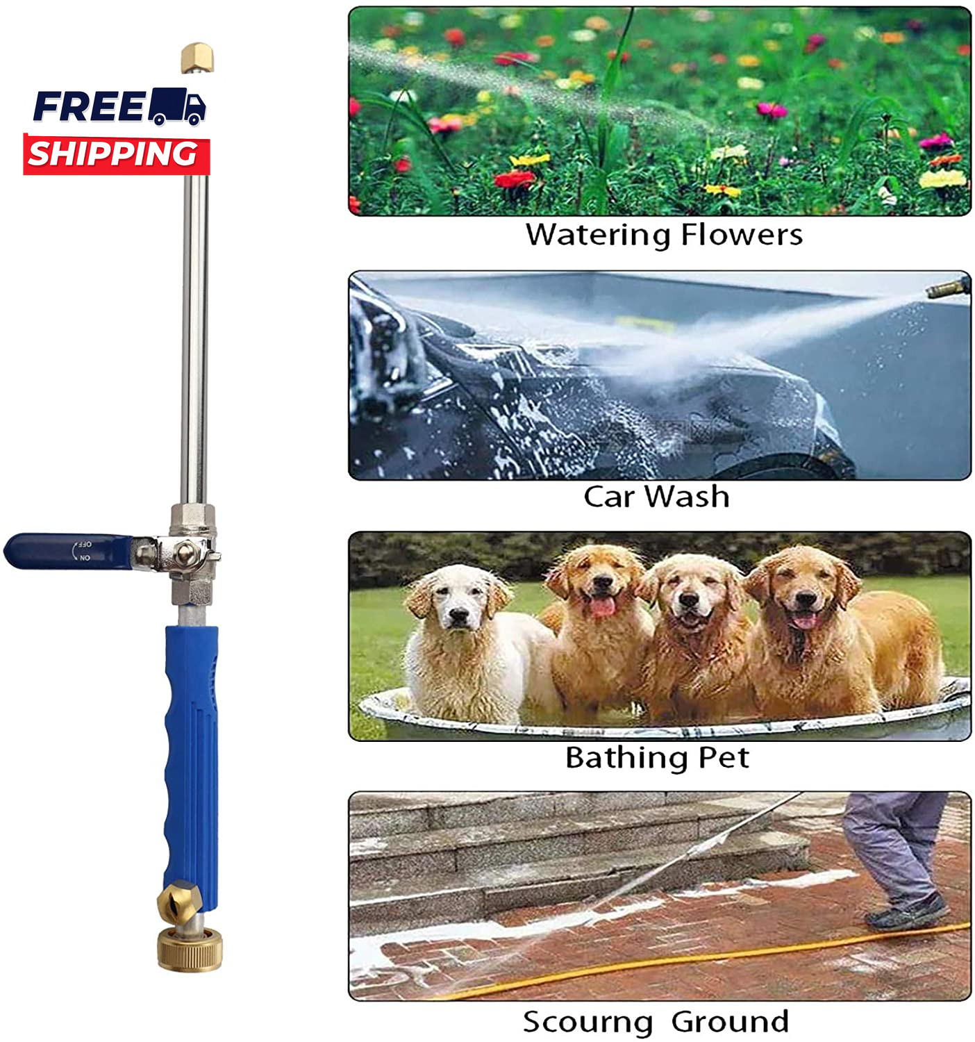 High Pressure Power Washer Attachment Wand Hydro Jet Water Hose Nozzle