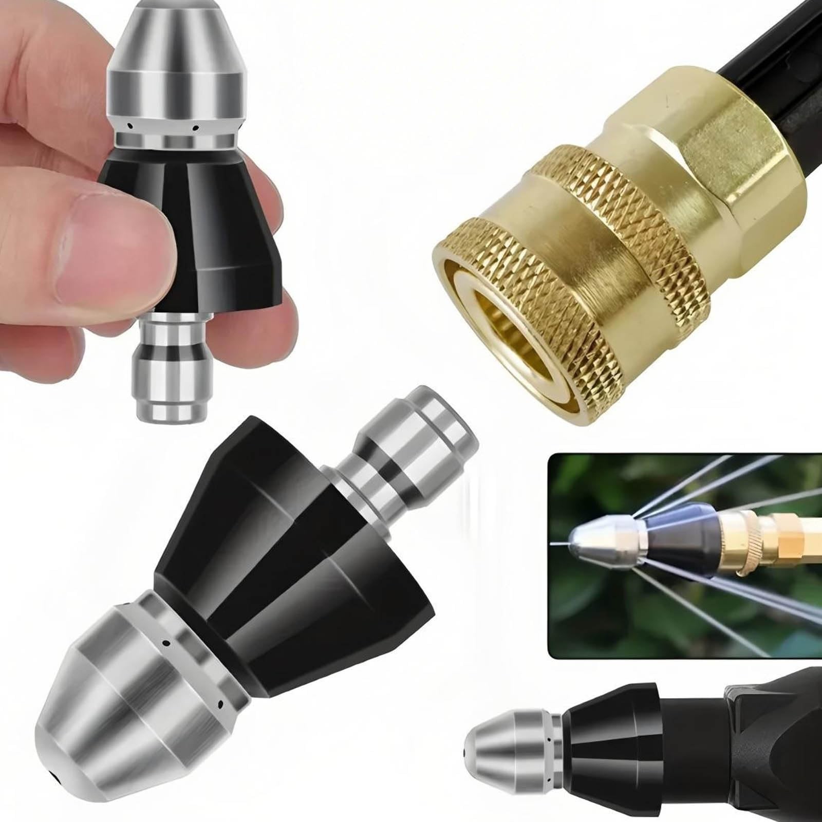 High-Pressure Sewer Jetter Nozzle Kit, 1/4″ Quick Connect Drain Cleaning Tool, U