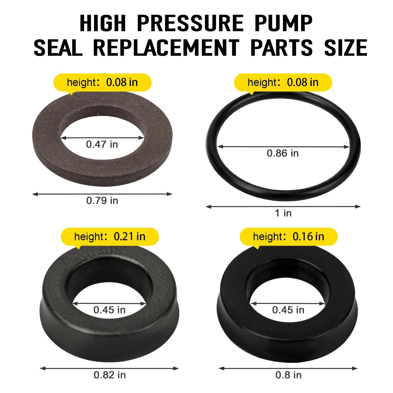 Washer Pump Seal Kit for Pressure Washer – 12 Pcs Low/High Pressure Leak Prevent