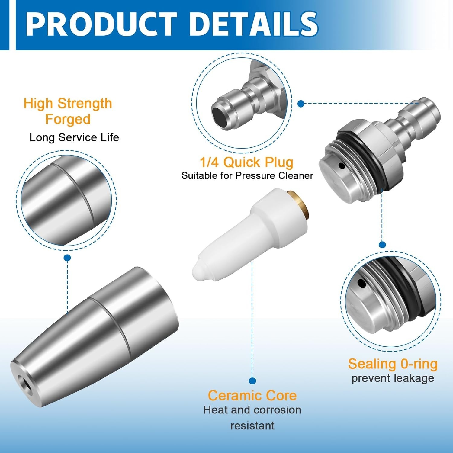 Stainless Steel Turbo Nozzle Pressure Washer, 360° Rotating Pressure Washer T…