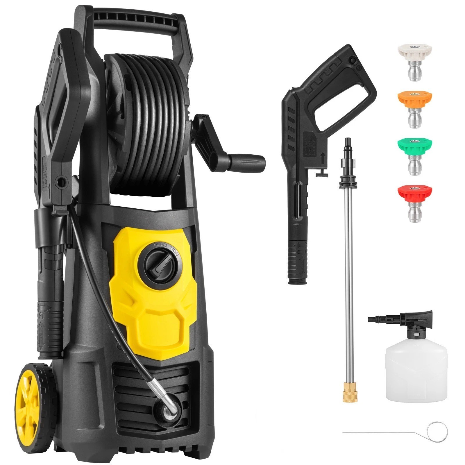 Electric High Pressure Washer 2000PSI 1.65GPM with Hose Reel for Cleaning