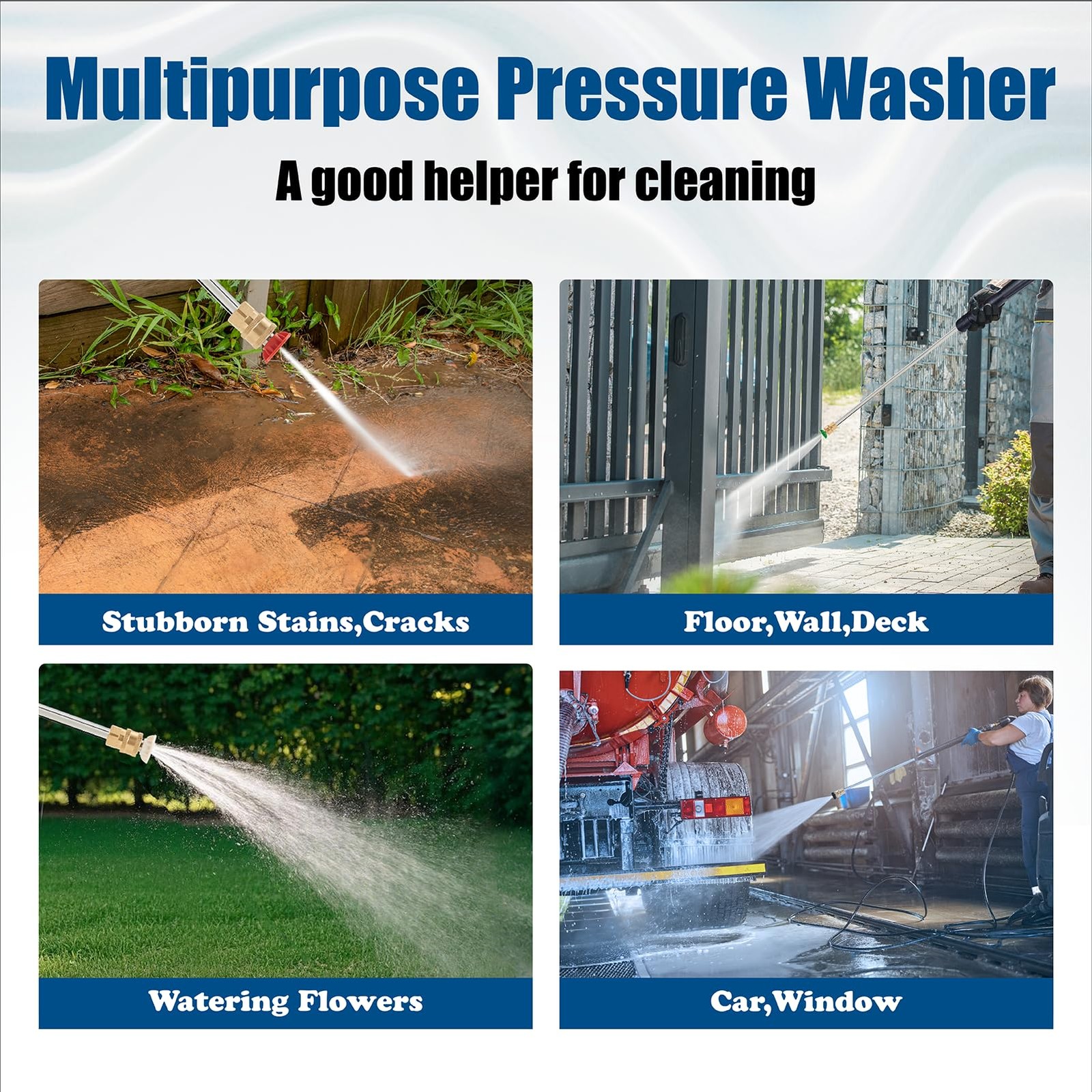 Efurden Gasoline Pressure Washer Cold Water 3500 PSI 2.3 GPM 209cc 4 Nozzles