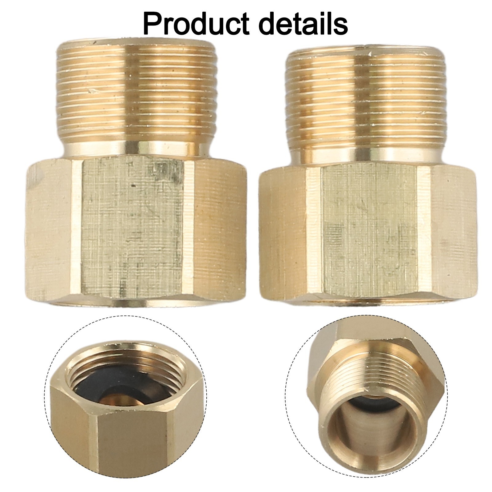2x Coupler M22 15mm Male To 14mm Female Pressure Washer Hose Thread Connector
