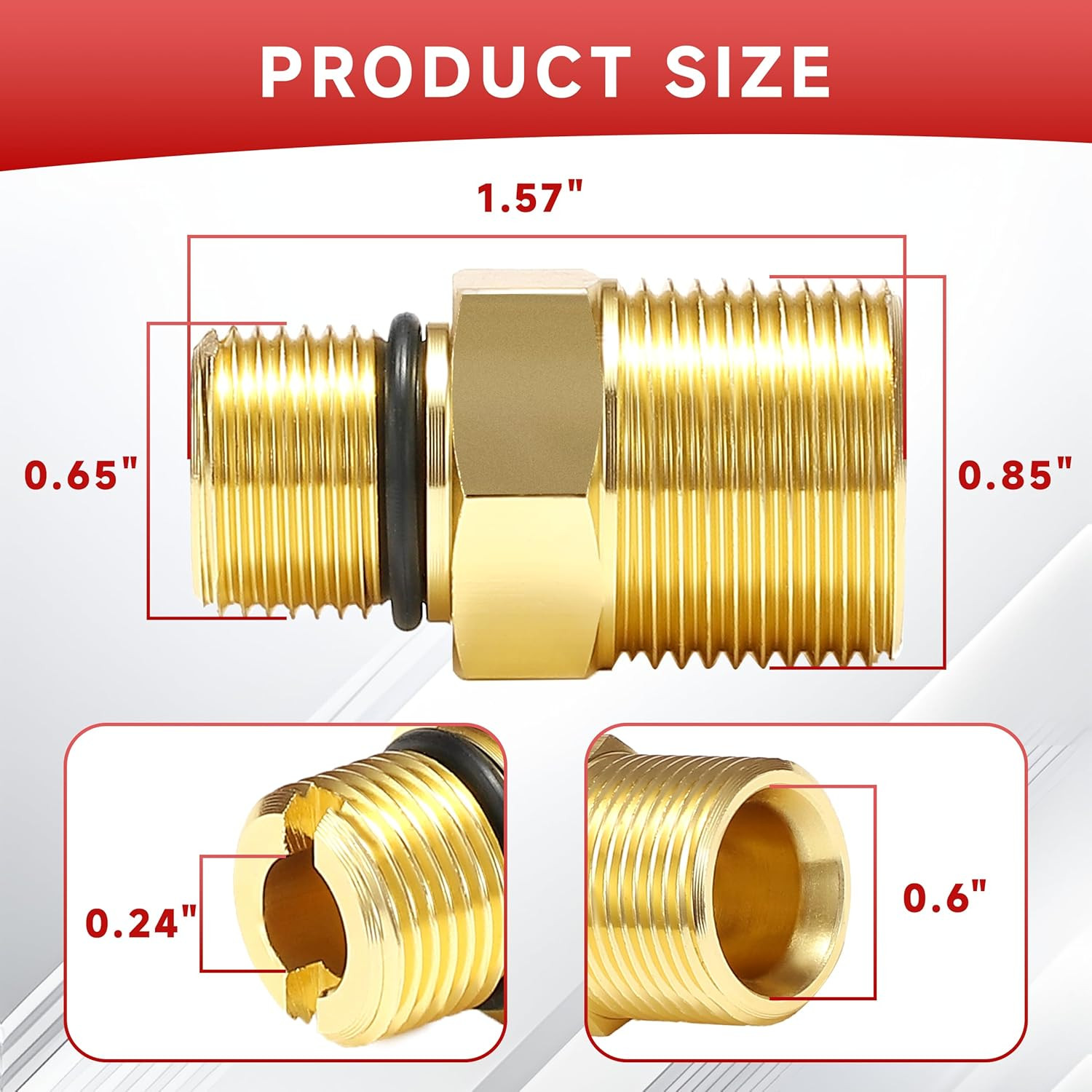 Water Outlet Fitting for Gas Powered Pressure Washer Pumps, M22 Male to 3/8″ Mal