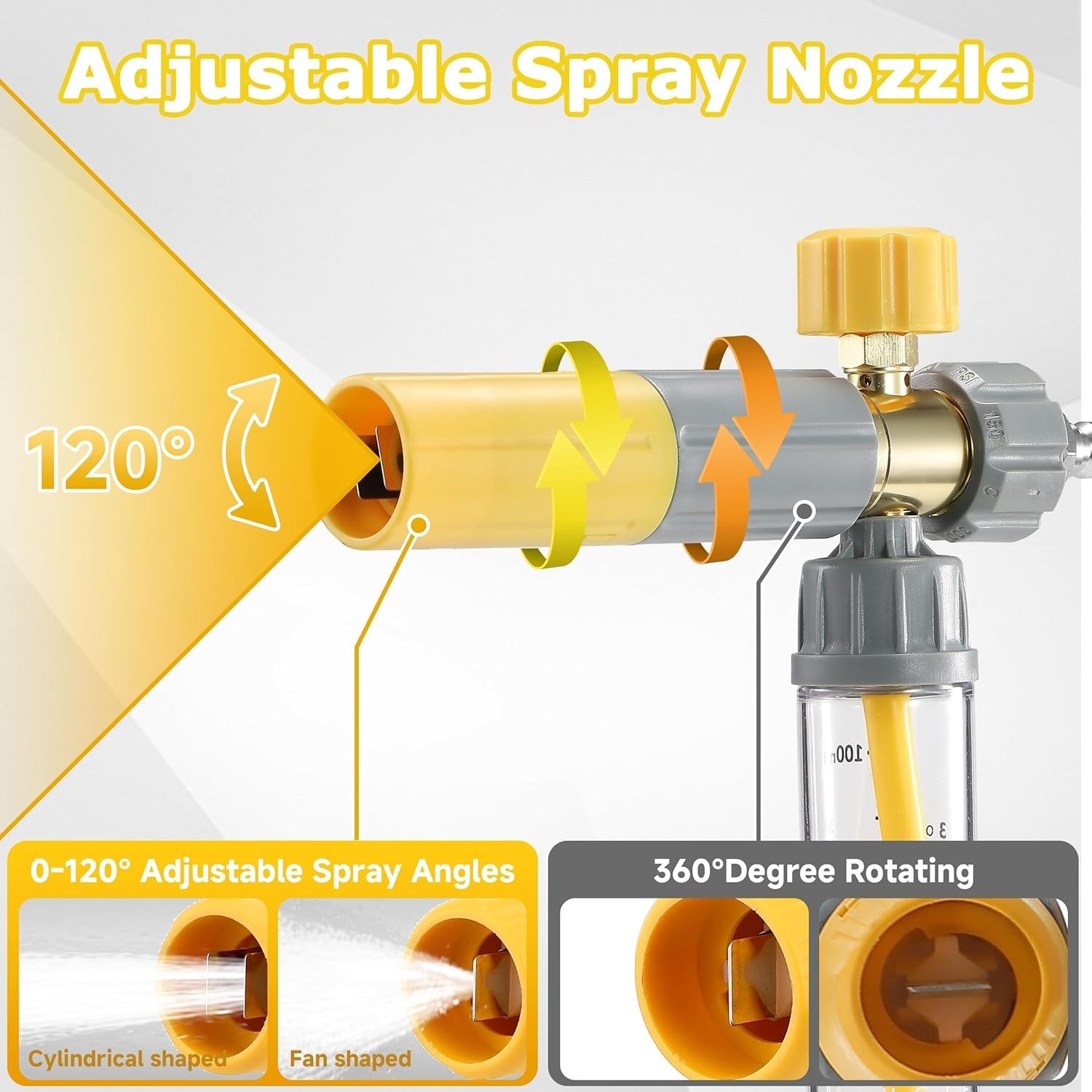Concentrate Foam Cannon with Pressure Washer Gun 5 Nozzle Tips 1/4 Quick Connect