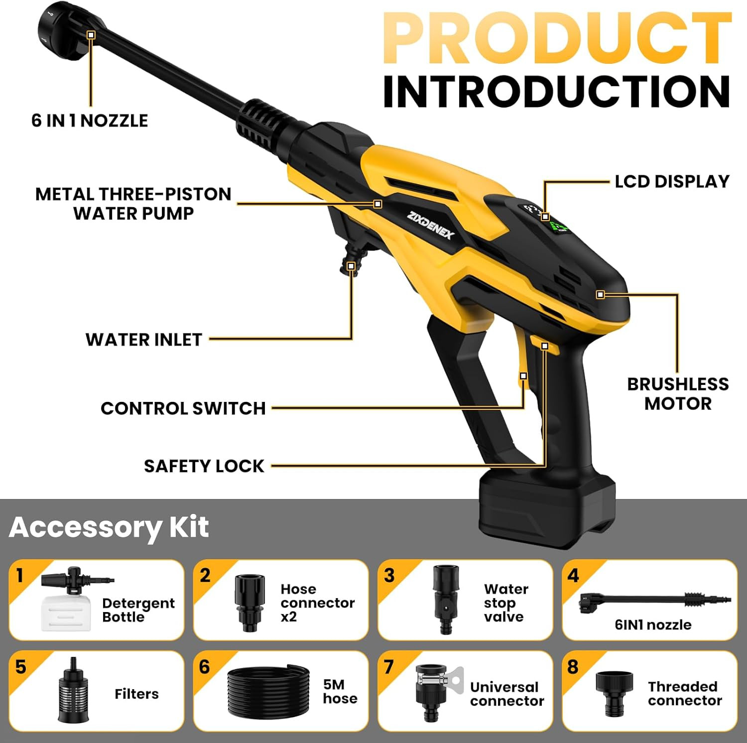800PSI Cordless Portable Washer for Dewalt 20V Battery, Portable Handheld Washer