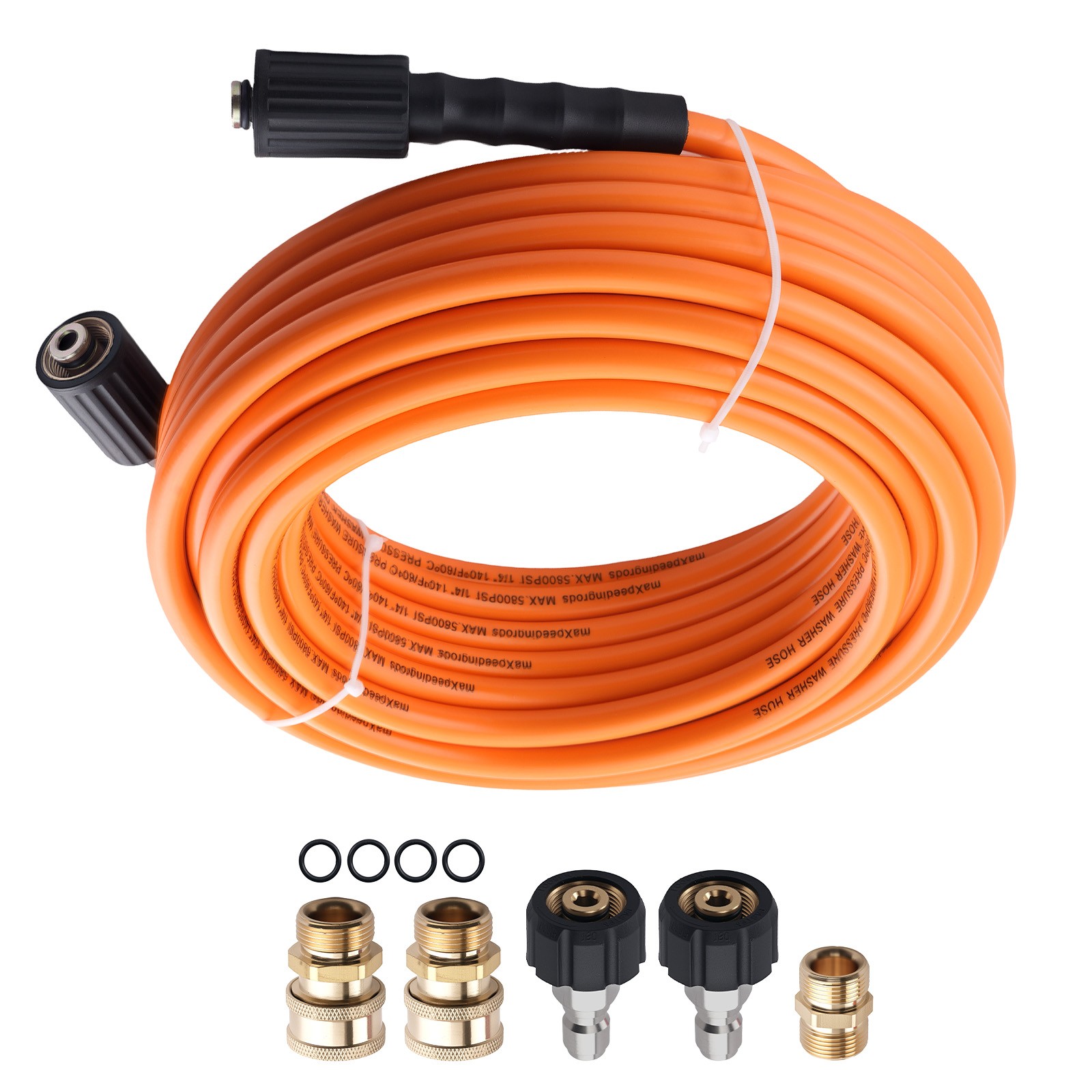 50FT High Pressure Washer Hose Extension Hose 5800PSI w/ M22-14mm x 3/8″ Coupler