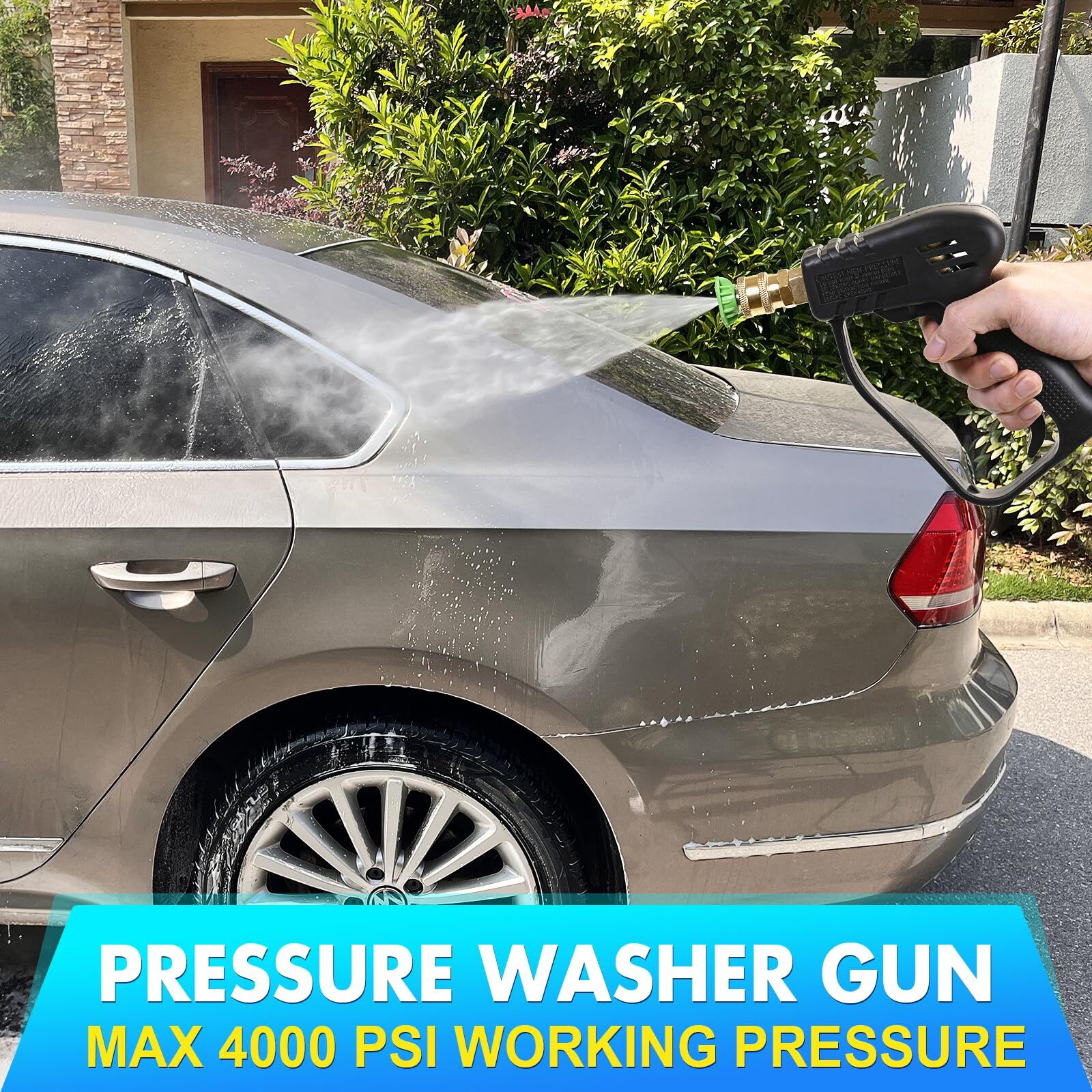 TOOLCY 4000 PSI Pressure Washer Gun with M22-14mm/15mm Inlet 1/4″ Quick Connect
