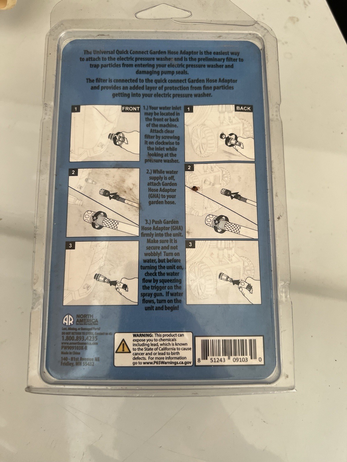 Universal Electric Pressure Washer AR Blue Clean Quick Connect Kit / Filter