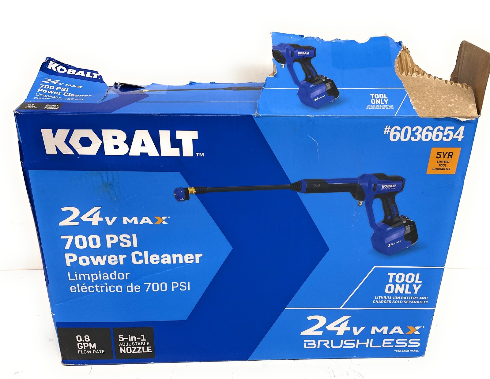 Kobalt 24V Max 700 PSI Brushless Power Cleaner, Tool Only, Blue/Black, 6036654
