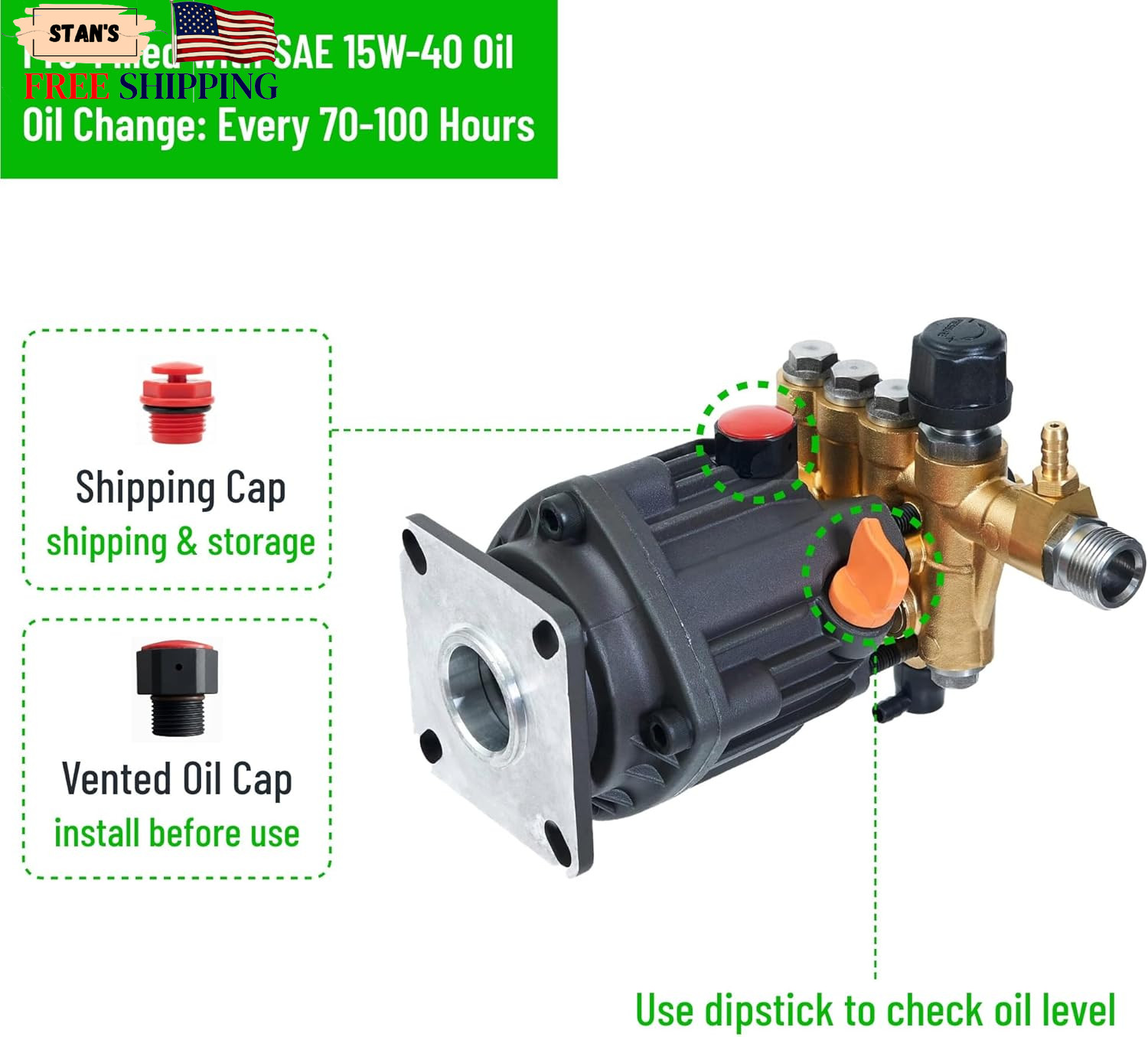 Canpump CH 2830 G: 2800 psi @ 3 US gpm Pressure Washer Replacement Pump 3/4 NEW