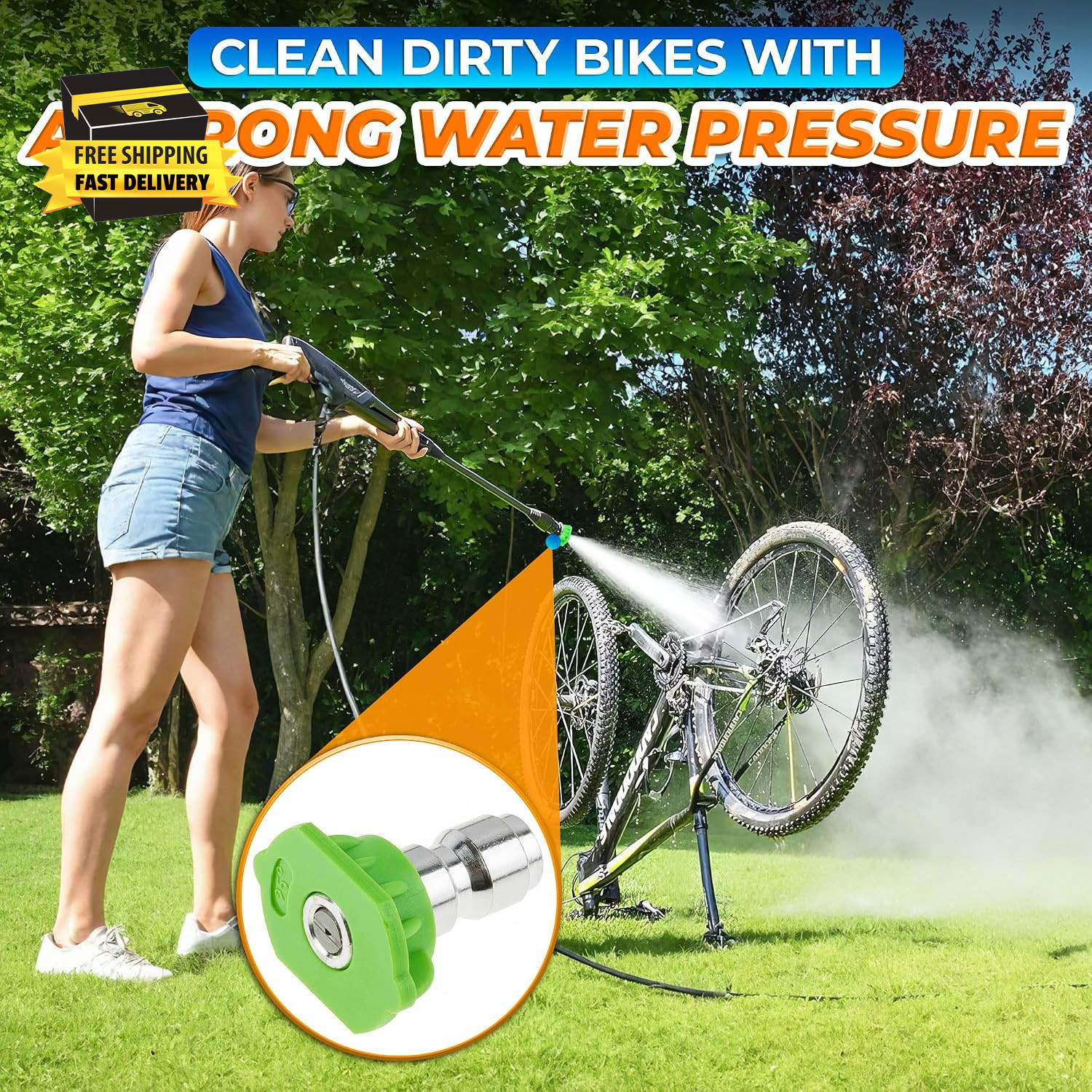 Pressure Washer Tips Set of 5 – Quick-Connect Foam Sprayer, Rust-Resistant & Ant