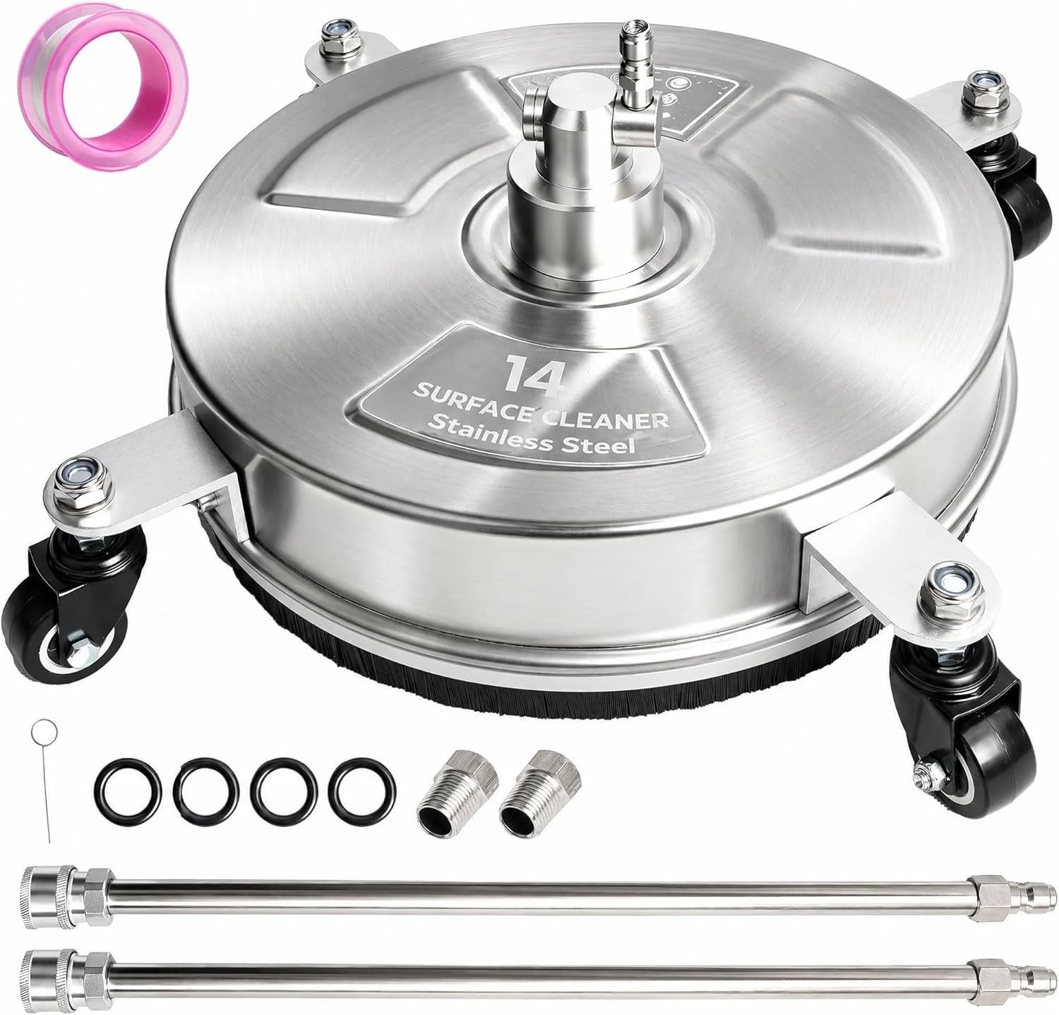 14″ Surface Cleaner, Stainless Steel, 4000 PSI, 4 Wheels, 1/4″ Connector