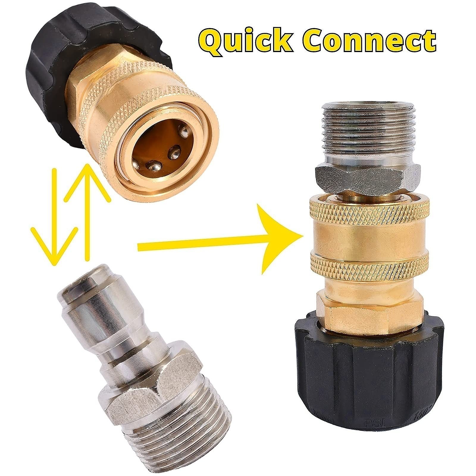 Pressure Washer Adapter Set, M22 to 3/8” inch Quick Connect Kit for Pressure…