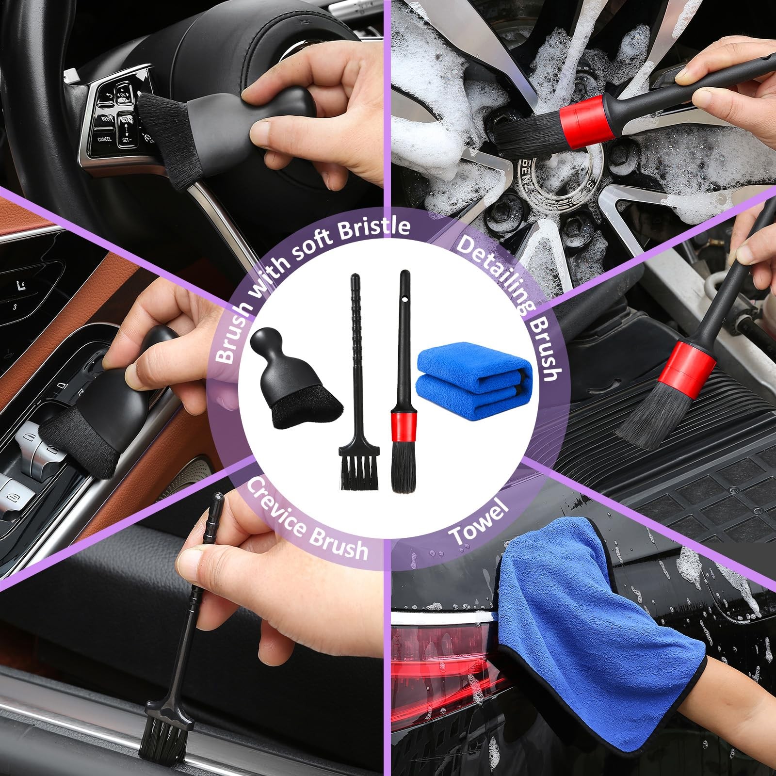 Qydipclin 10pcs Windshield Cleaning Tool Inside Car Window Cleaner Purple
