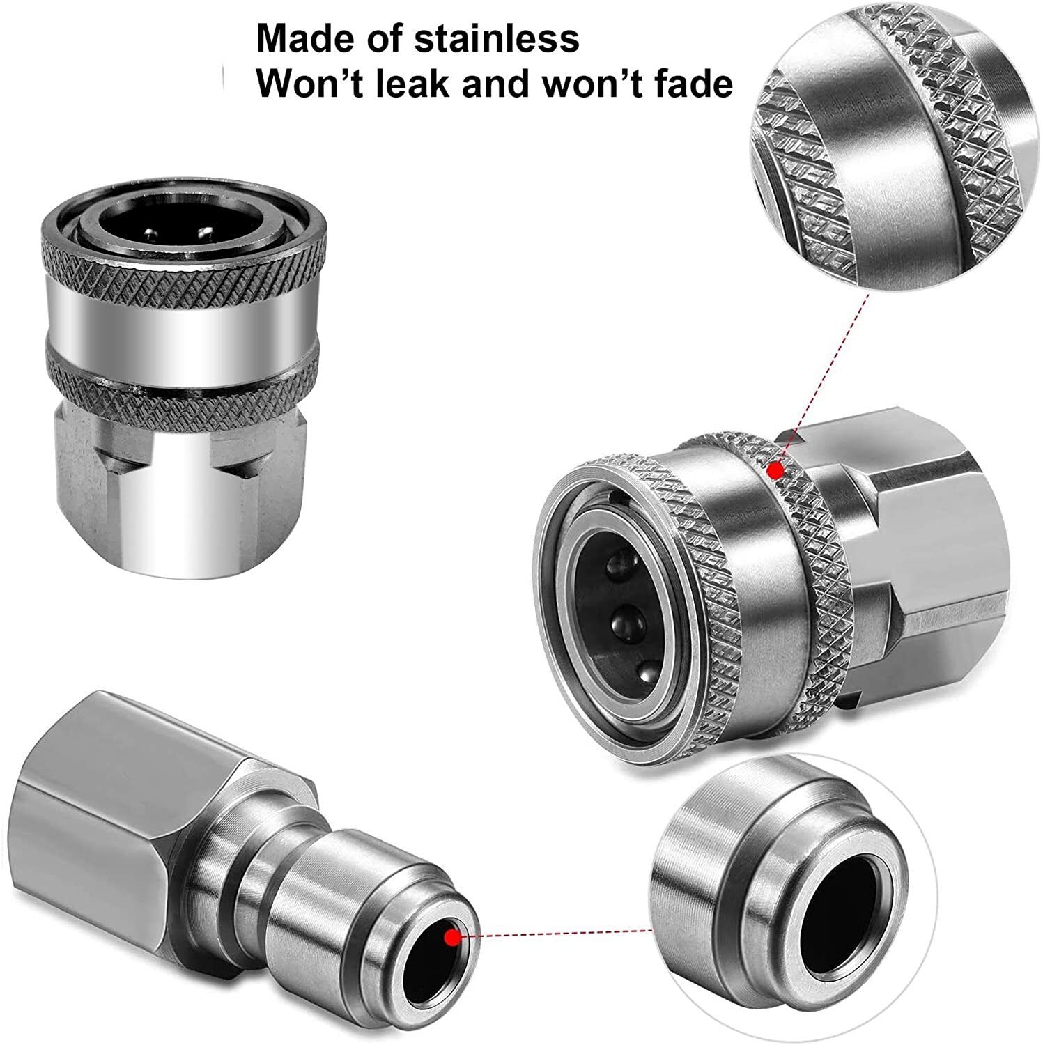3/8 ”Inch Stainless Steel Male And Female Quick Connector Kit Pressure Wash