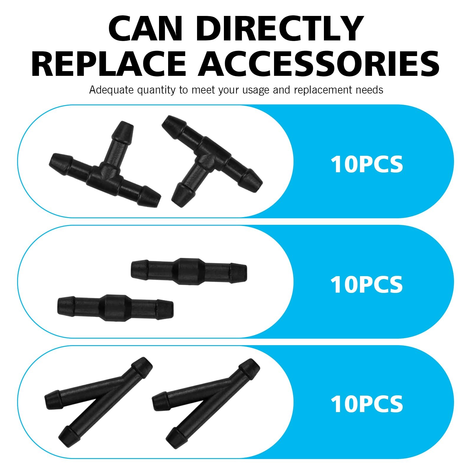 Dogary 30 PCS Car Windshield Washer Hose Kit, T-type I-type Y-type Black