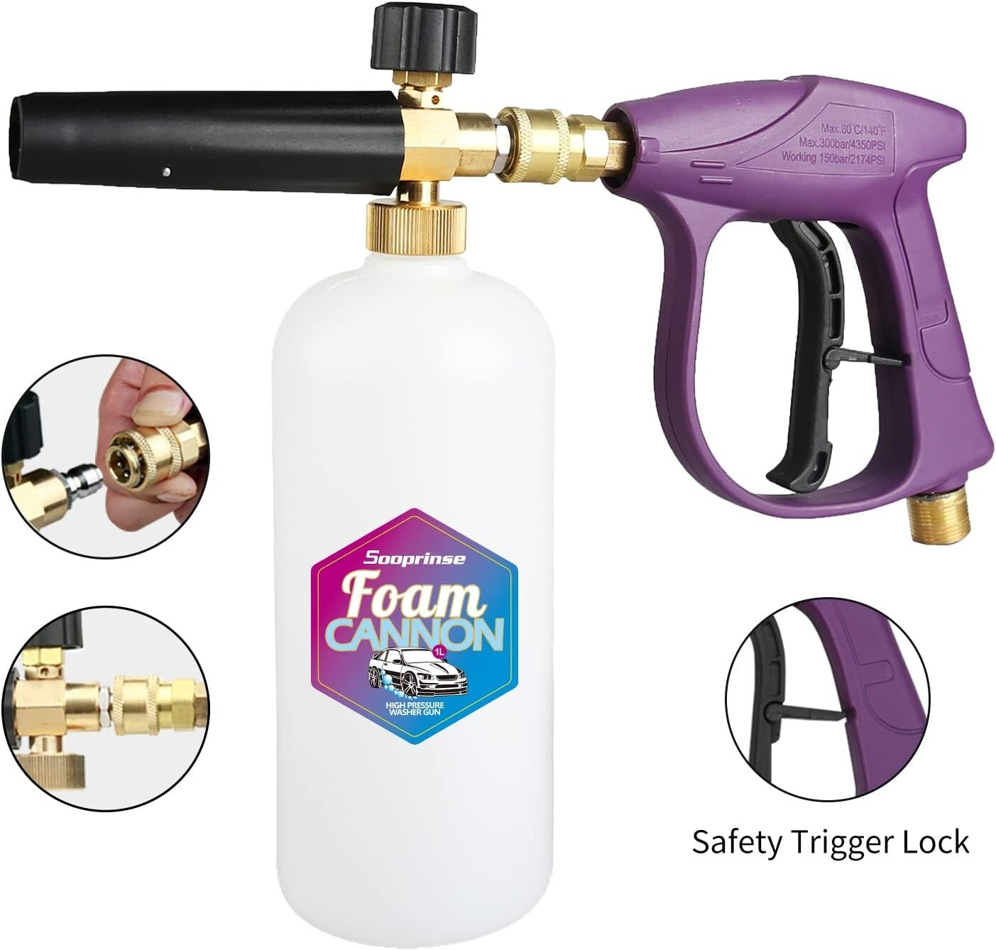 Foam Cannon Lance Kit – Pressure Washer Jet Wash with Gutter Cleaner Wand